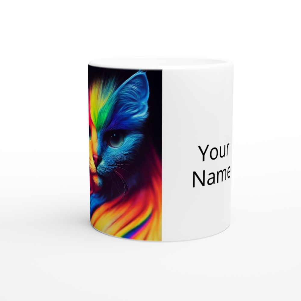 Personalisierte Tasse - Farbenfrohe Regenbogen Katze "Kitty" - Pride Bewegung - Maskottchen -