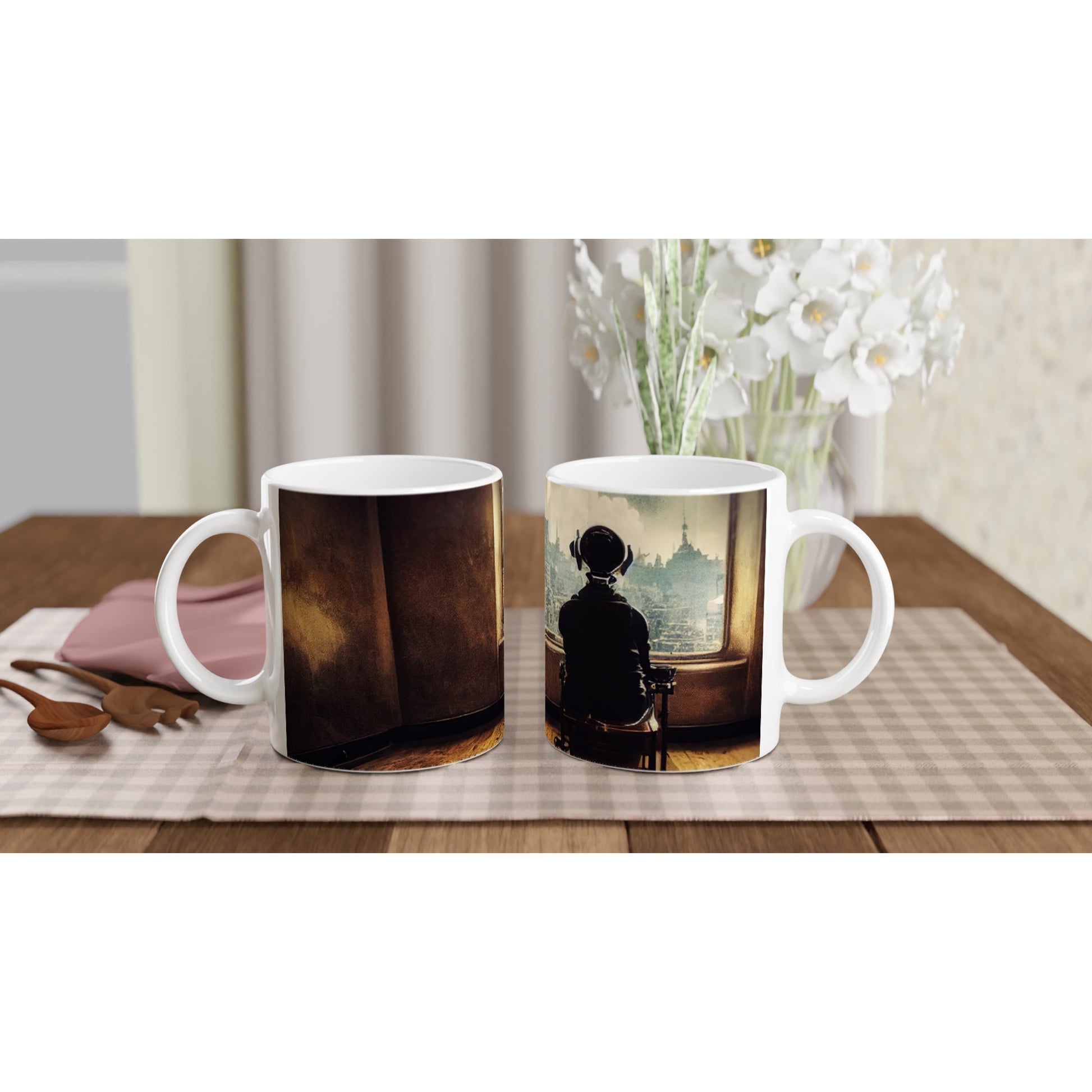 Personalisierbare Tasse - Sad Robots - 2022 - "Lonely"- No.4 - Wandkunst - Customizable Coffee Cup - Museumsqualität - Personalized Gifts - Kunstdruck - Traurige Roboter - Steampunk - Acryldruck - Sad Robots - Personalized Gifts - Terminator - blech - traurig - sad - nr.5 lebt - zukunft - Kunstwerk - Office Poster - Poster mit Rahmen - Kaffee Tasse - Poster - Bedruckte Tassen - Kunst Marke - Art Brand - Wandbild - Kunstdrucke - Künstler: John Grayst & Pixelboys - emotional robots - Geschenkidee -