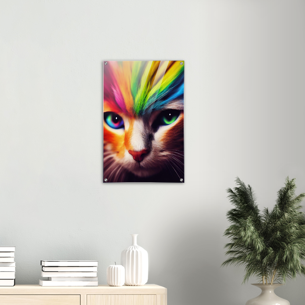 Acrylbild - Die bunte Katzen Löwin "Nala" Acryldrucke mit Katzenmotiven - Poster Online Show - Wallart - XXL Wandbilder