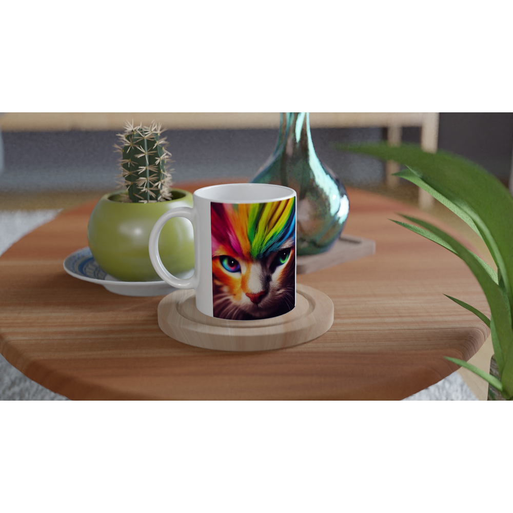 Personalisierte Tasse - Die bunte Katzen Löwin "Nala" - Personalisierte Tasse mit Katzen Motiv 