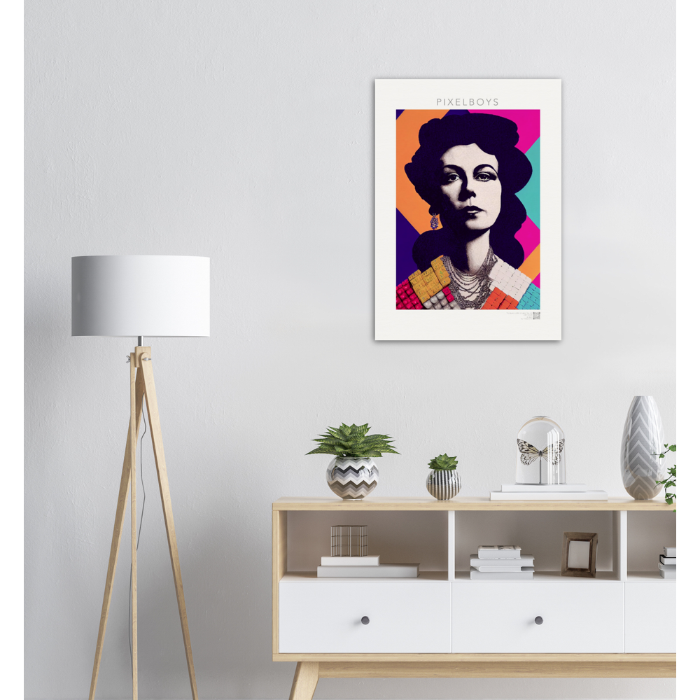 Poster in Museumsqualität - The Queen No.3 - HRH in cubes - Kunstdruck - 250g/qm - Queen Elisabeth II - Monarch - HRH - His/Her Royal Highness - Groß Britannien - Commonwealth - The Royal Family - Wandbild - Kubismus - synthetischen Kubismus - Georges Braque - Künstler: "John Grayst" - Atelier - UK - GB - London - RIP