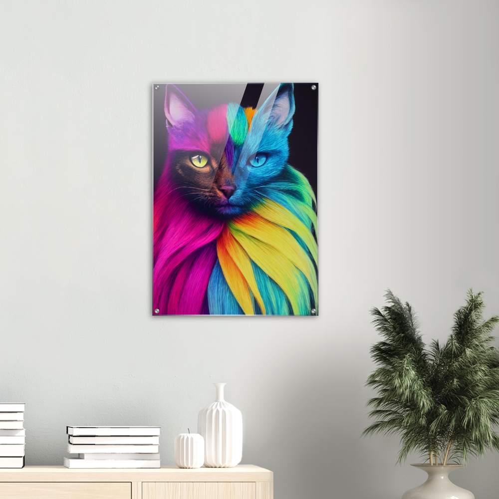 Acrylbild - Mit edler Regenbogenkatze "Bella"