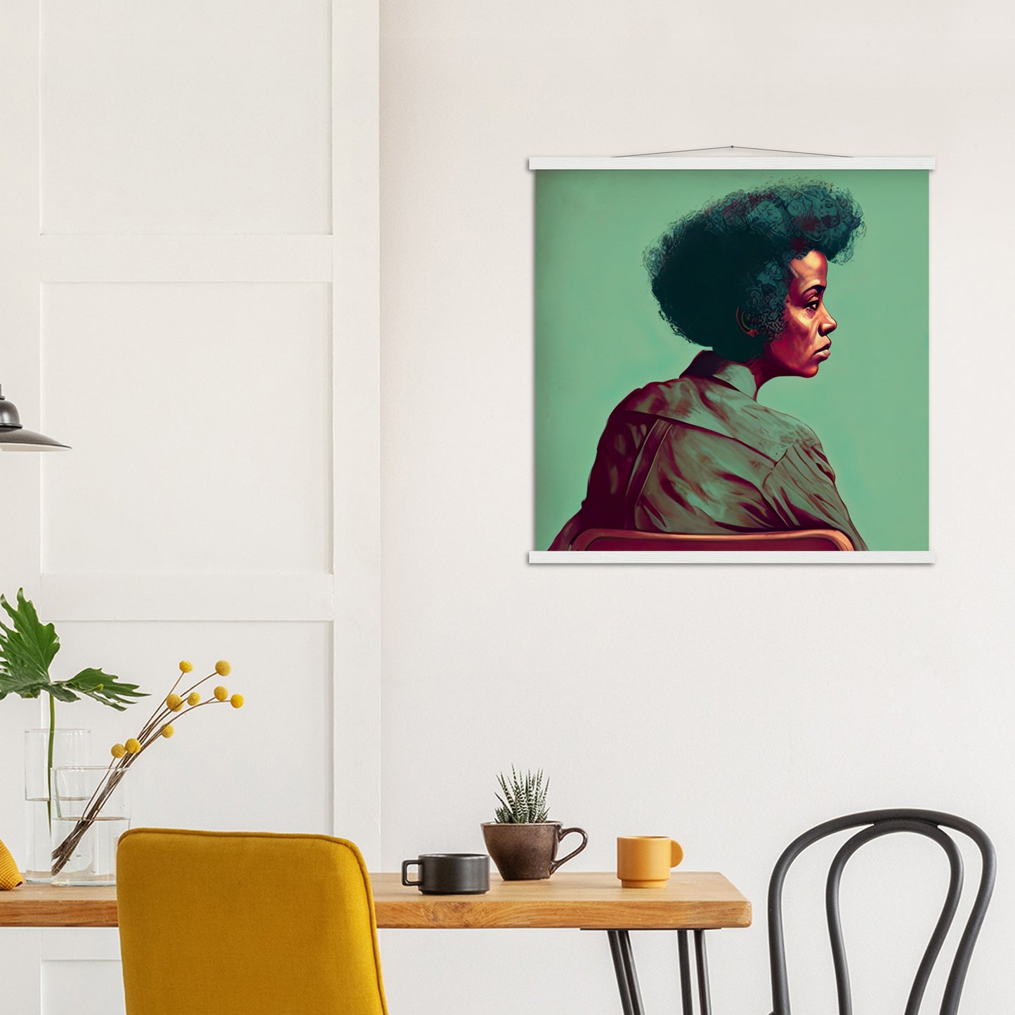 Poster mit Leisten (Holz) in Museumsqualität - Listening - The Mother - rasism - motherhood - Posterleisten - USA - Fineart - Posterrahmen  - Wandkunst - Holzrahmen - Poster with frame - people of color - artwork - art brand - printed cup personalized - Holzleisten - pixelboys - Kunstdrucke - wandbilder - wall art - Kunst auf Tassen  - Office Poster - Gastrotassen - Wanddekoration - Acrylkunst - Geschenkidee - Office Poster - Acryldruck - Abstrakte Kunst - Family Art -