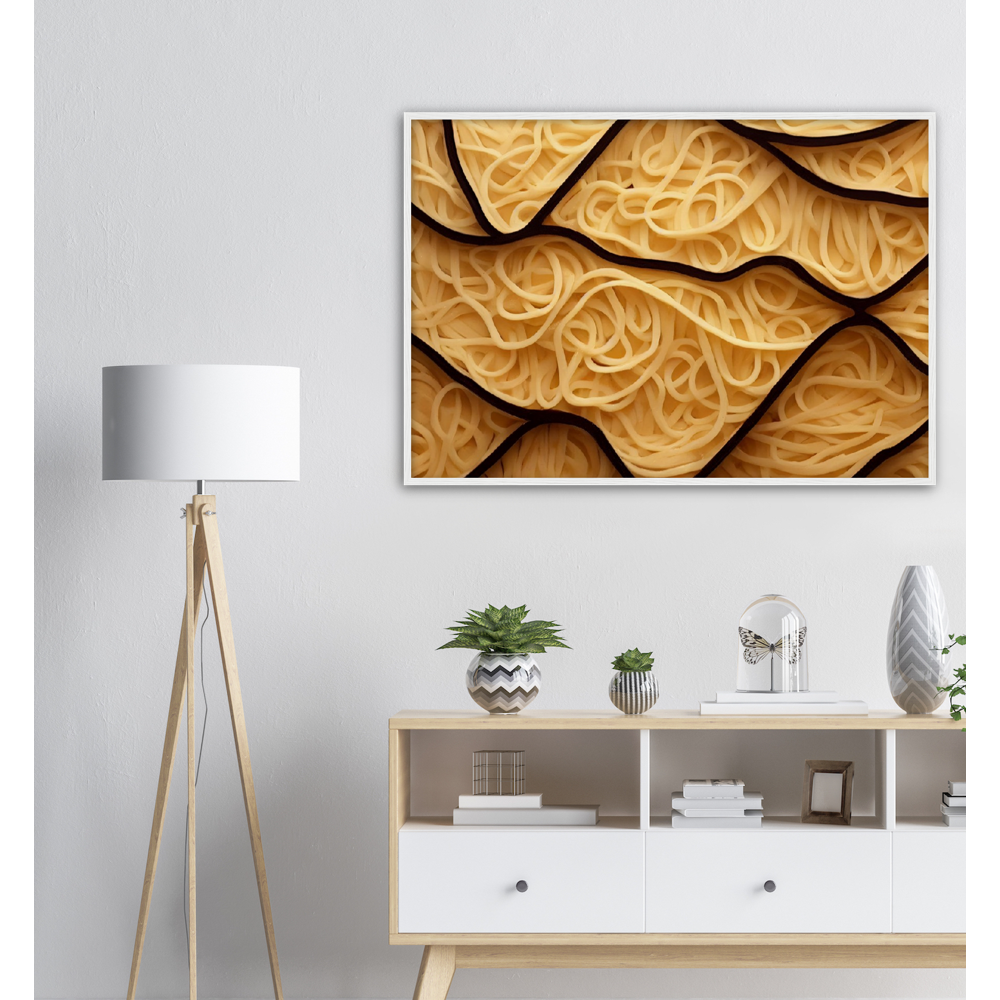 Poster mit Rahmen (Holz) - Spaghetti in shape - Pasta Love - Italien - China - Restaurant - Nudeln - Pasta - Teigwaren  - Wandkunst - Kunstdruck - Acryldruck - Kunstwerk - Office Poster - Poster mit Rahmen - Kaffee Tasse - Poster mit Leisten - Bedruckte Tassen - Kunst Marke - Art Brand - Kunstdrucke - Papier: 250g/qm - Künstler: Pixelboys - Poster with frame - Geschenkidee - Atelier Rome - Atelier Bologna - Atelier Milano -