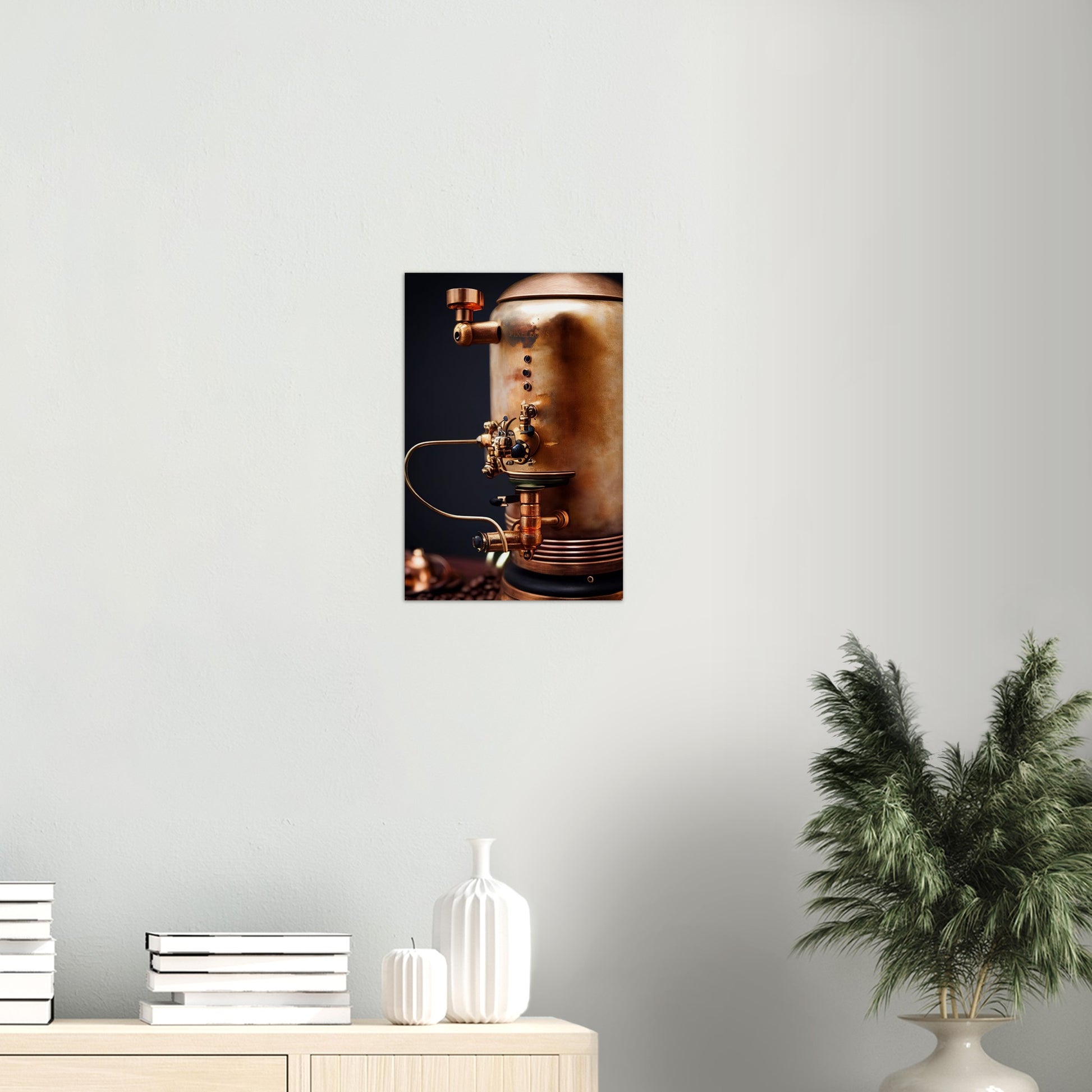 Poster in Museumsqualität - Steampunk - Coffee Maker - No.5 - Collection Cup - Pixelboys - Wandbild - Kunstwerk - Hotelkunst - Kunst auf Postern - Fine Art - Steampunk - Future - Maschine - Poster with frame - Office Poster - Art Brand - Pixelboys - Coffee House - Restaurant Poster - Wall Art - Kunstdruck - Geschenkidee - Kunst auf Acrylglas - Future Coffee Cup - Personalisierbare Tasse - Gastro Tasse - exklusiv - Acryldruck - Gastronomie Poster - Hotelposter - Steam Punk Kitchen -   