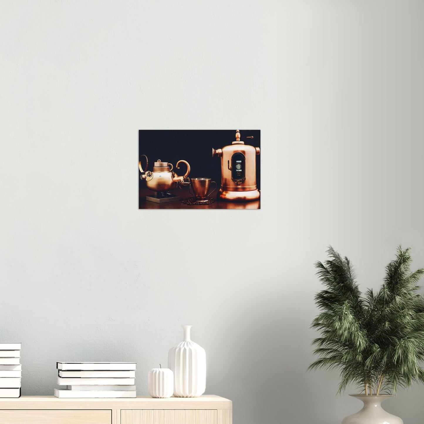 Poster in Museumsqualität - Steampunk - Coffee Maker - No.4 - Collection Cup - Pixelboys - Wandbild - Kunstwerk - Hotelkunst - Kunst auf Postern - Fine Art - Steampunk - Future - Maschine - Poster with frame - Office Poster - Art Brand - Pixelboys - Coffee House - Restaurant Poster - Wall Art - Kunstdruck - Geschenkidee - Kunst auf Acrylglas - Future Coffee Cup - Personalisierbare Tasse - Gastro Tasse - exklusiv - Gastronomie Poster - Hotelposter - Steam Punk Kitchen - Acryldruck