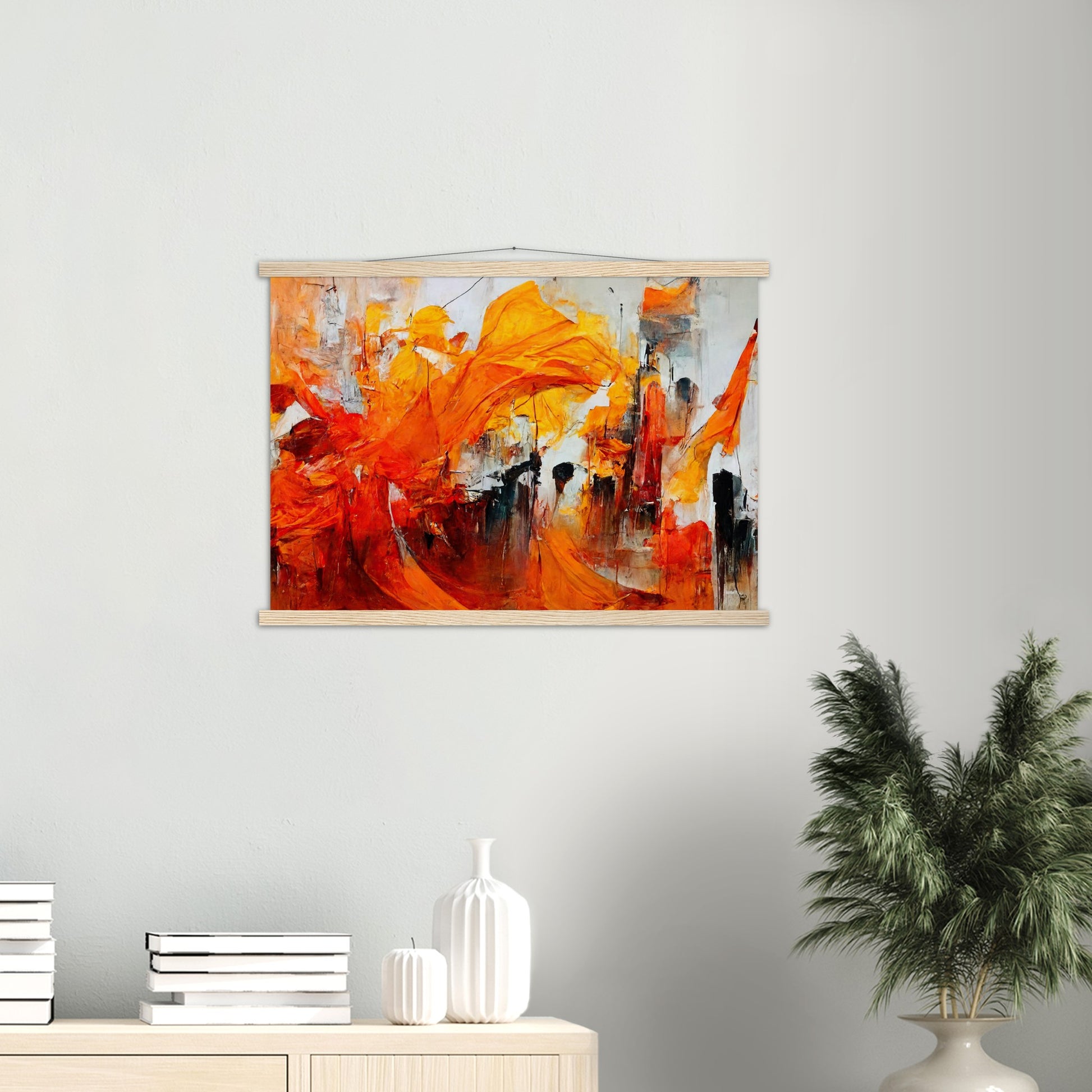 Poster mit Holzleisten - “Urban Indian Summer“ - autumn - Neu-Delhi - Kalkutta- Ölgemälde - Abstract - India Art - Posterleisten - Fineart - Posterrahmen  - Wandkunst - Holzrahmen - Poster with frame - Abstract Orange - artwork - art brand - printed cup personalized - Holzleisten - pixelboys - Kunstdrucke - wandbilder - wall art - Kunst auf Tassen  - Office Poster - Gastrotassen - Wanddekoration - Fineart - Dynamic - Acrylkunst - Geschenkidee - Office Poster - Acryldruck - Abstrakte Kunst -