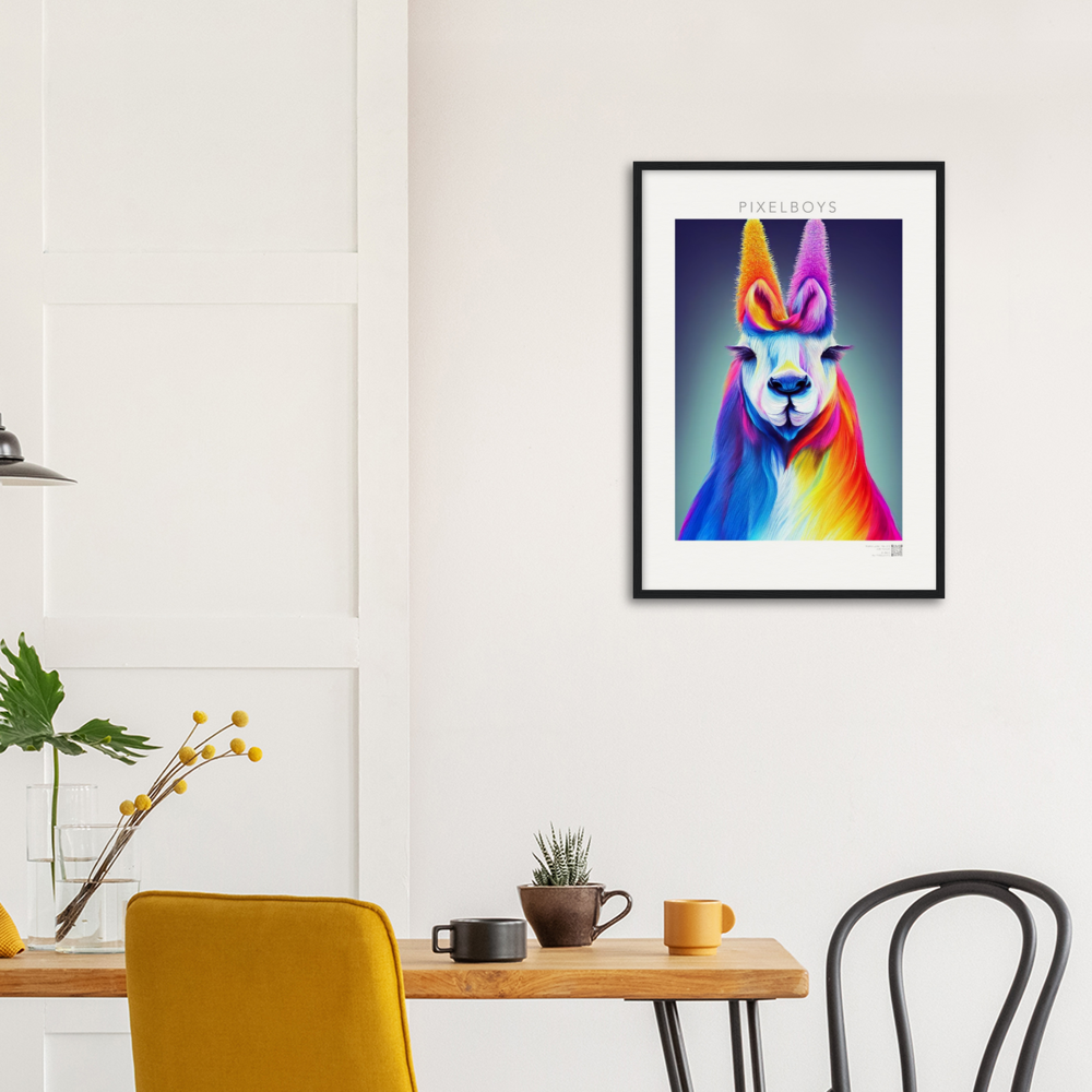 Poster mit Rahmen - Karma Lama No. 2 - "Edna" - Wandbild - Edna Erverage - LGBTQI+ - Christopher Street Day - Pride Month - Lesbian - Gay - Bisexual - Transgender - Queer & Intersexual - rainbow flag - unicorn - einhorn - rainbow - regenbogen - heteronormativity - Drag Queens - Asexual - Künstler: "John Grayst" - Pixelboys - Atelier - Wandbild - Museum - Germany - Berlin - USA - America - New York City - Los Angeles - Chicago - Houston - Phoenix - Philadelphia - Paris - Rom -