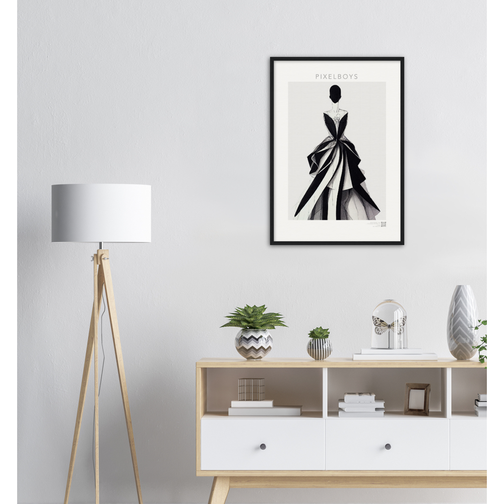 Poster Set mit Rahmen aus Holz in Museumsqualität -Haute Couture - Haute Couture - No. 2 - "Louise"- Künstler: "The Unknown Artist Nb. 517" - Pixelboys - Atelier - Paris - New York - Dubai - Milano -