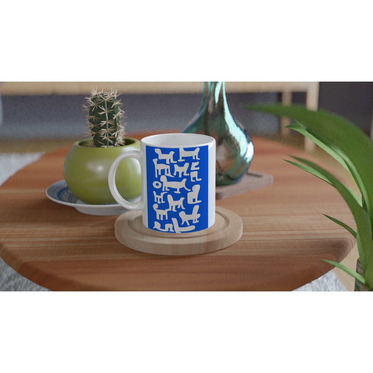 Personalisierbare Tasse - in Museumsqualität - Doodlemania "weird animals on blue" - No.1 - Hunde - Katzen - Doodle Kunst - Poster mit Rahmen - doodle artwork - Acrylbild - Kunstdruck - Wandbild - office Poster - Poster with frame -  Künstler: Pixelboys & The Unknown Artist Nb.517 - keith haring - anti stress art - Art Brand - 