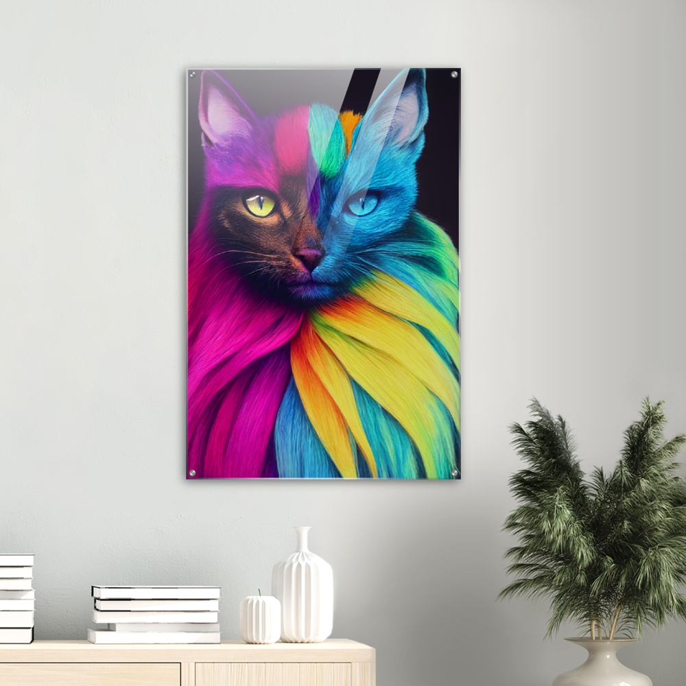 Acrylbild - Mit edler Regenbogenkatze "Bella"