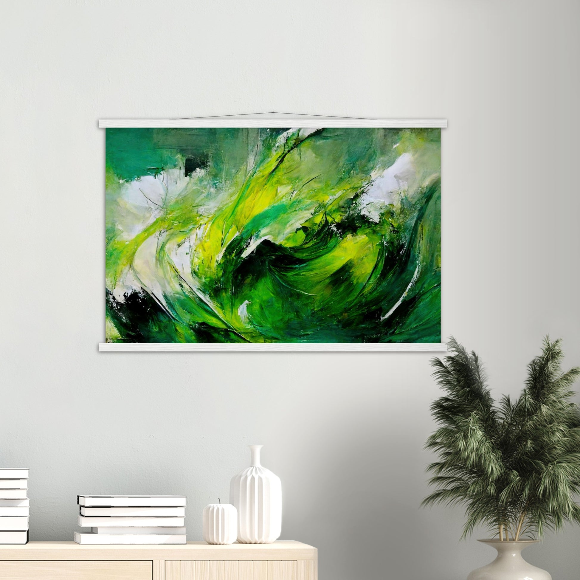 Poster mit Leisten (Holz) in Museumsqualität - Green Storm - Ölgemälde - Grüner Sturm - Abstract - Klima - Planet - Fineart - Green Sea - Wandkunst - Holzleisten - Poster with frame - Abstract Green Kollektion - artwork - art brand - printed cup personalized - pixelboys - Kunstdrucke - wandbilder - wall art - Kunst auf Tassen - Office Poster - Gastrotassen - Wanddekoration - Fineart  - Colorfull - Dynamic - Geschenkidee - Acrylkunst - Geschenkidee - Office Poster - Acryldruck - Abstrakte Kunst -