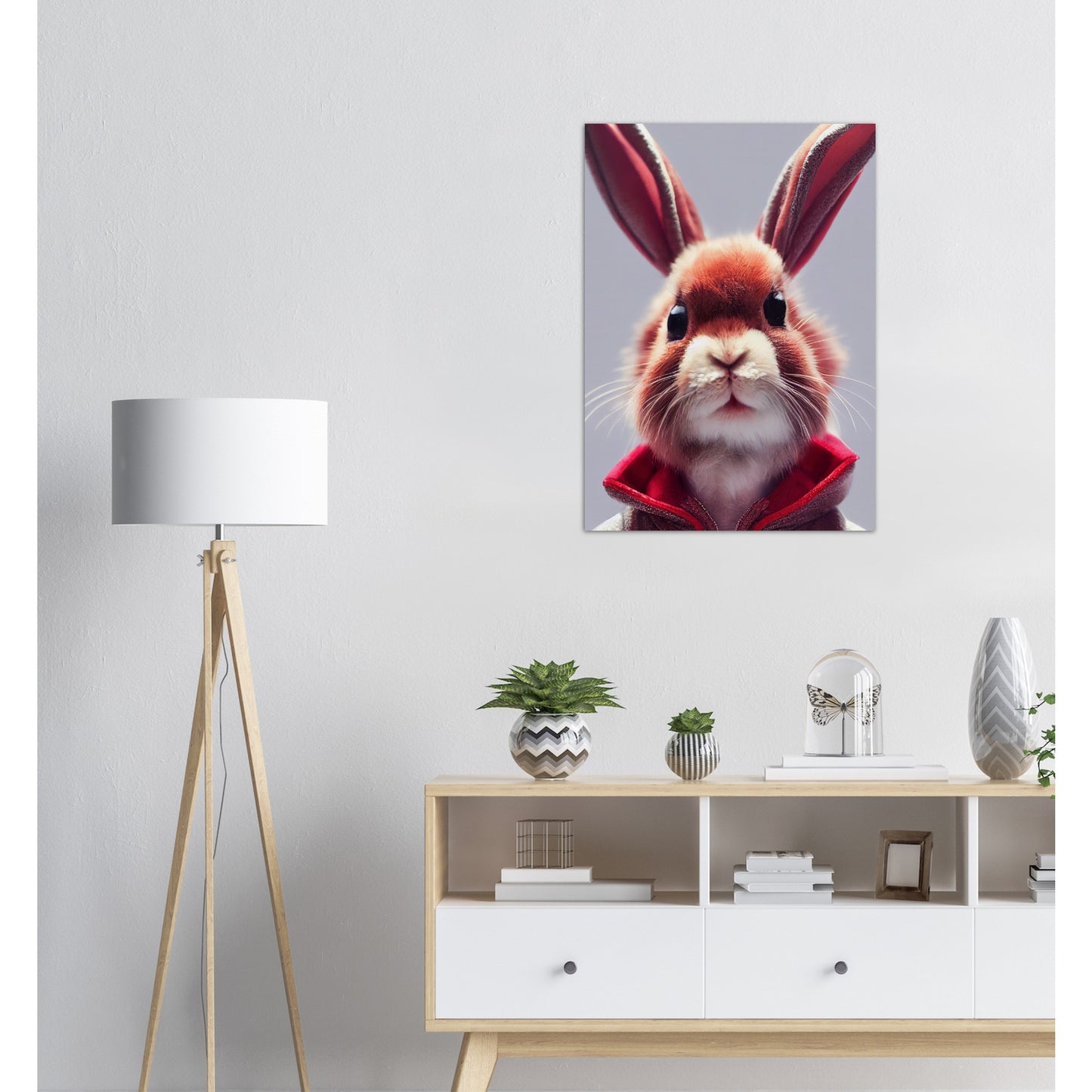Poster in Museumsqualität - Bunny in grey red tracksuit - "Julius" - personalized mug - customized mug - Cute rabbit - Marke:- Pixelboys - Brand - Art Prints - Marke - Wandkunst - Papierstärke: 250g/qm - Wall Art - Bunny crey - Skater Betty - Hasen Gang - Original - Künstler:Pixelboys - Poster with frame - Office Poster - Trend - Wandschmuck - Atelier USA - 