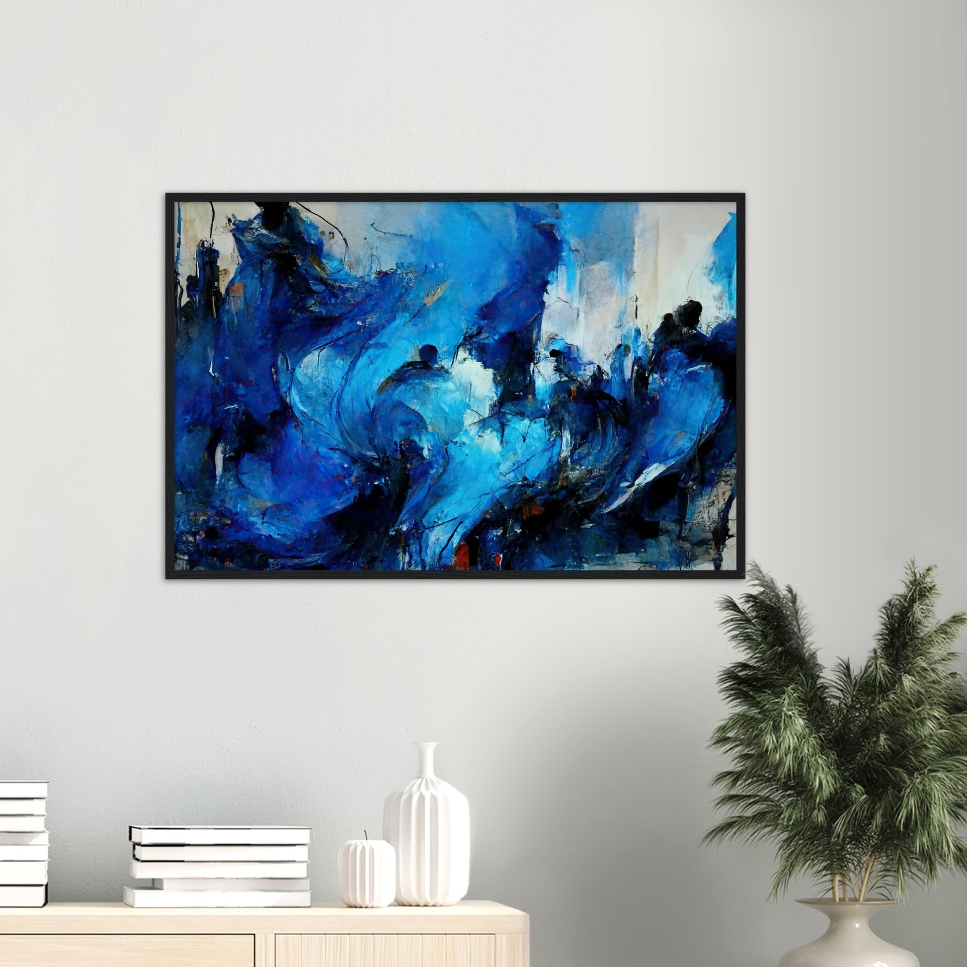 Poster mit Holzrahmen in Museumsqualität - Blue Revolution - Art of Cubism - Fineart - Peace - Wandkunst - Mankind - Poster with frame - Abstract Blue Kollektion - artwork - art brand - printed cup personalized - pixelboys - Kunstdrucke - wandbilder - wall art - Kunst auf Tassen - vintage art - Office Poster - Gastrotassen - Wanddekoration - Geschenkidee  - political peace - freedom - uno - Geschenkidee - Acrylkunst - blauhelme - Geschenkidee - Office Poster - Acryldruck -