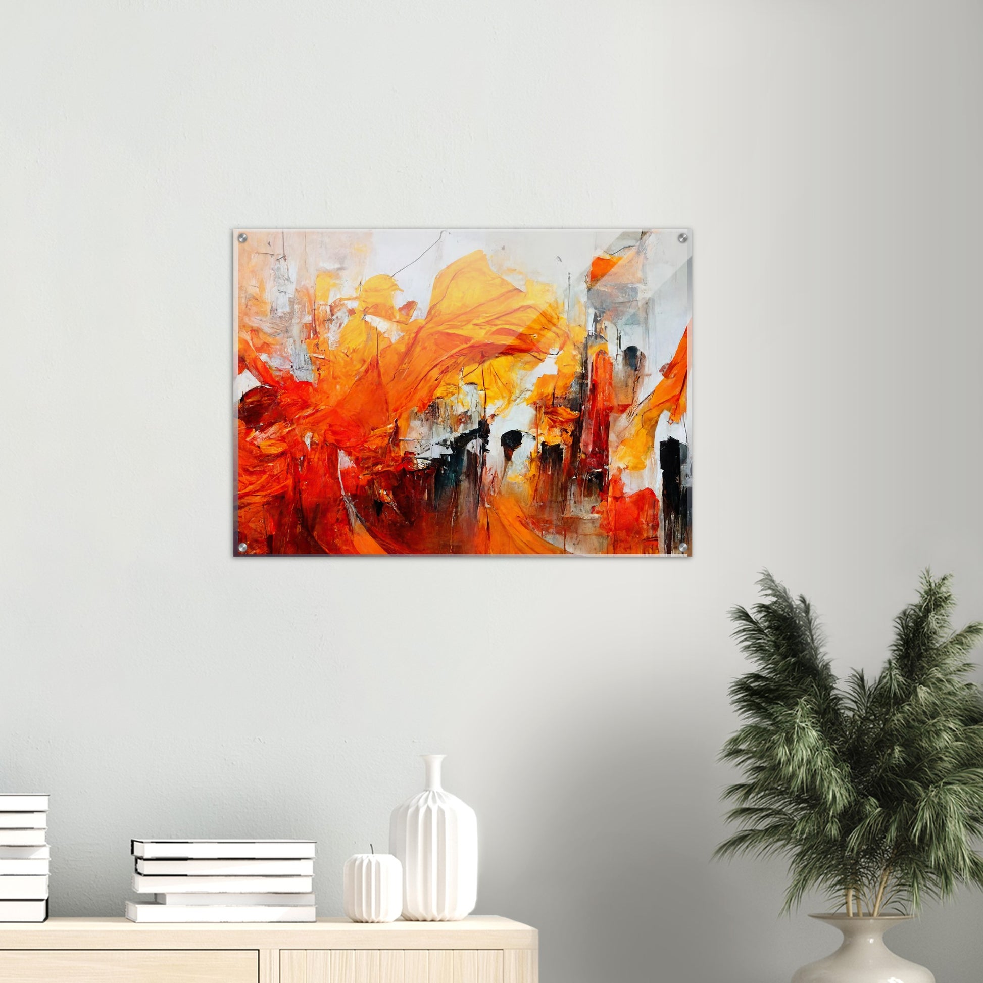 Acrylbild auf Glas - in Museumsqualität - “Urban Indian Summer“ - autumn - Neu-Delhi - Kalkutta- Ölgemälde - Abstract - India Art - Posterleisten - Fineart - Posterrahmen  - Wandkunst - Holzrahmen - Poster with frame - Abstract Orange - artwork - art brand - printed cup personalized - Holzleisten - pixelboys - Kunstdrucke - wandbilder - wall art - Kunst auf Tassen  - Office Poster - Gastrotassen - Wanddekoration - Fineart - Dynamic - Acrylkunst - Geschenkidee - Office Poster - Acryldruck - Abstrakte Kunst -