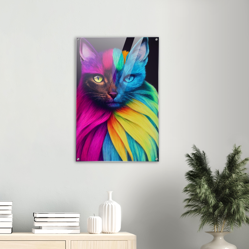 Acrylbild - Mit edler Regenbogenkatze "Bella"