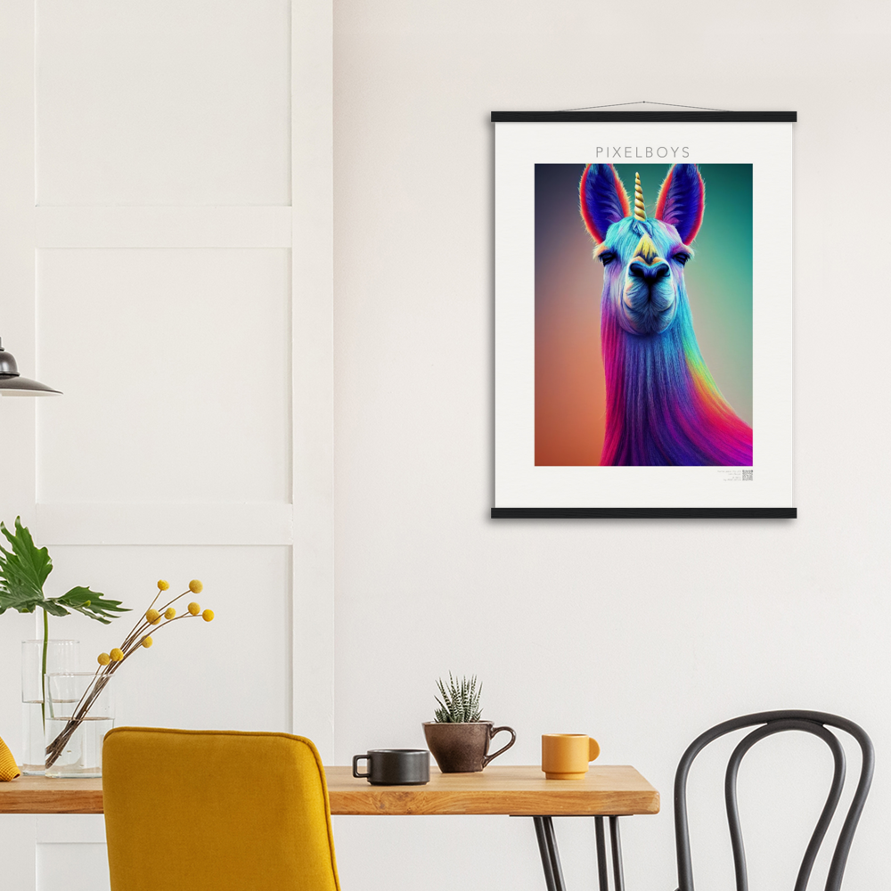 Poster mit Leisten (Holz)- Karma Lama No. 3 - "Bob" - Wandbild - Bob the Drag Queen - LGBTQI+ - Christopher Street Day - Pride Month - Lesbian - Gay - Bisexual - Transgender - Queer & Intersexual - rainbow flag - unicorn - einhorn - rainbow - regenbogen - heteronormativity - Drag Queens - Asexual - Künstler: "John Grayst" - Pixelboys - Atelier - Acryldruck - Museum - Germany - Berlin - USA - America - New York City - Los Angeles - Chicago - Houston - Phoenix - Philadelphia - Paris - Rom -