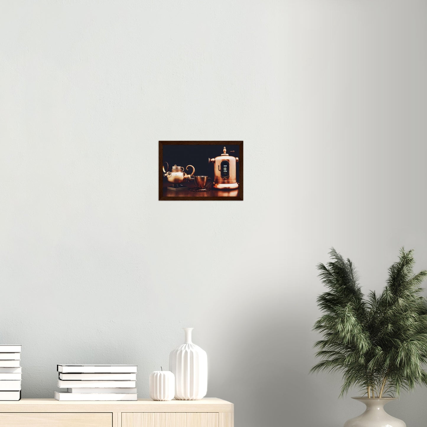 Poster mit Rahmen (Holz) - in Museumsqualität - Steampunk - Coffee Maker - No.4 - Collection Cup - Pixelboys - Wandbild - Kunstwerk - Hotelkunst - Kunst auf Postern - Fine Art - Steampunk - Future - Maschine - Poster with frame - Office Poster - Art Brand - Pixelboys - Coffee House - Restaurant Poster - Wall Art - Kunstdruck - Geschenkidee - Kunst auf Acrylglas - Future Coffee Cup - Personalisierbare Tasse - Gastro Tasse - exklusiv - Gastronomie Poster - Hotelposter - Steam Punk Kitchen - Acryldruck