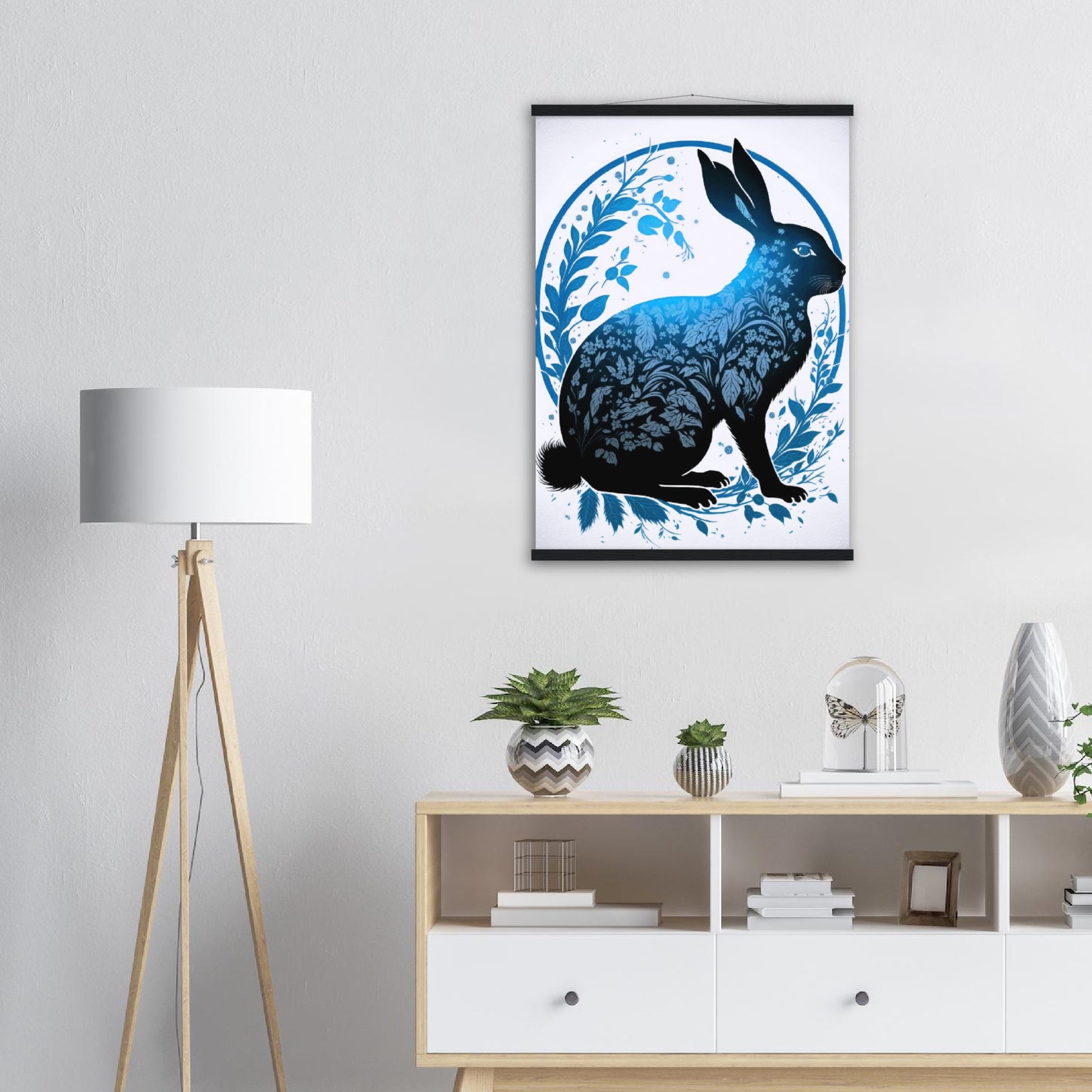 Poster mit Holzleisten - 癸卯 - Water Rabbit