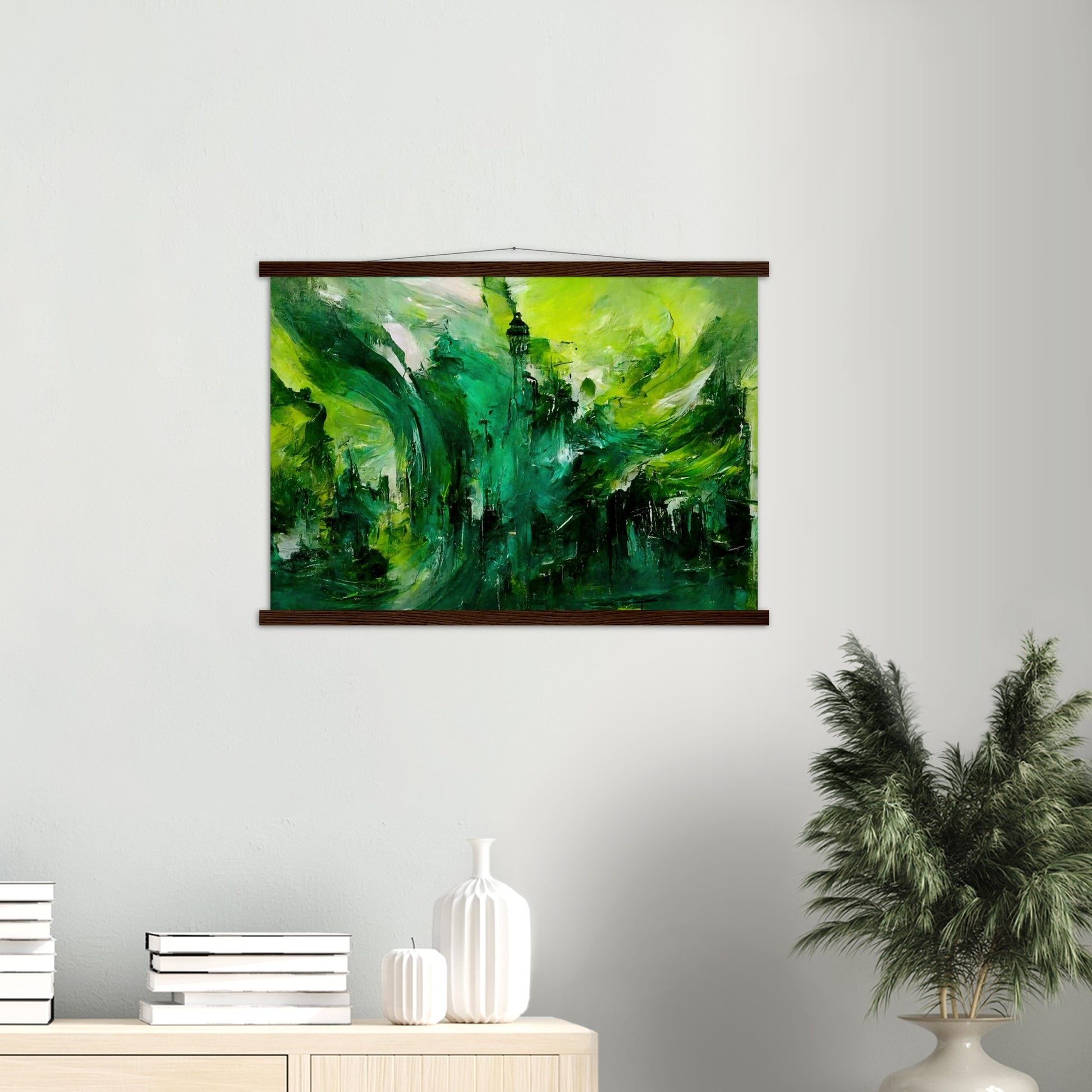 Poster mit Leisten (Holz) - in Museumsqualität - Storm over London - „Revenge of Nature“ - Ölgemälde - Grüner Sturm - Abstract - London - Planet - Fineart - Green Sea - Wandkunst - Holzrahmen - Poster with frame - Abstract Green - artwork - art brand - printed cup personalized - Holzleisten - pixelboys - Kunstdrucke - wandbilder - wall art - Kunst auf Tassen  - Office Poster - Wanddekoration - Fineart  - Colorfull - Dynamic - Acrylkunst - Geschenkidee - Office Poster - Acryldruck - Abstrakte Kunst -