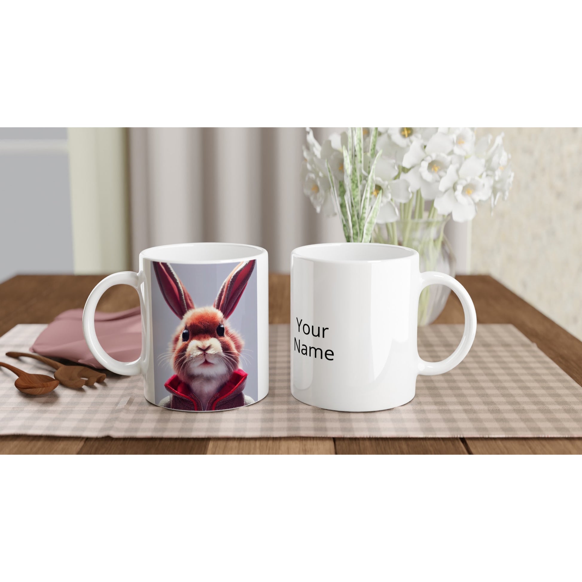 Personalisierbare Tasse - Bunny in grey red tracksuit - "Julius" - Acryl art - personalized mug - customized mug - Cute rabbit - Marke:- Pixelboys - Brand - Art Prints - Marke - Wandkunst - Papierstärke: 250g/qm - Wall Art - Bunny crew - Skater Betty - Hasen Gang - Original - Künstler:Pixelboys - Poster with frame - Office Poster - Acrylkunst - Trend - Wandschmuck - Acrylbild - Atelier Canada - 