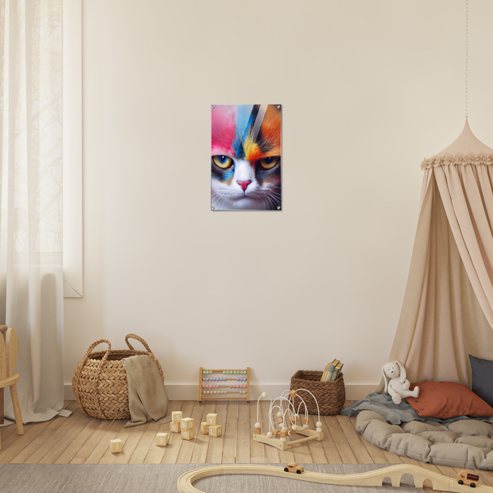 Acrylbild - Mürrische Regenbogen Katze "Lucy"