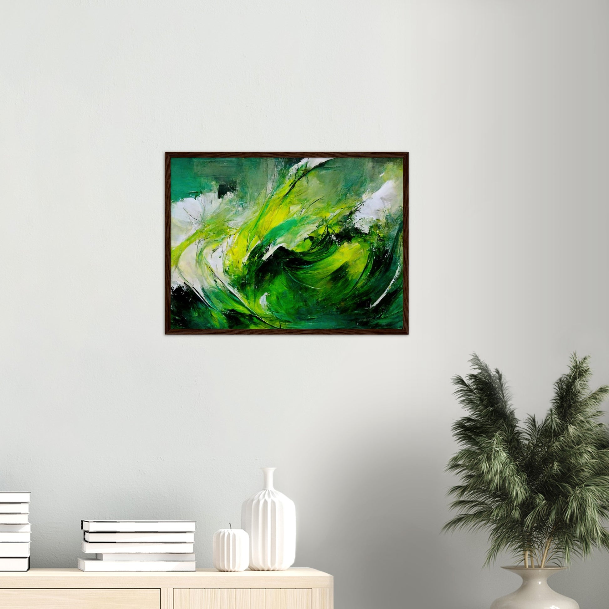 Poster mit Rahmen (Holz) in Museumsqualität - Green Storm - Ölgemälde - Grüner Sturm - Abstract - Klima - Planet - Fineart - Green Sea - Wandkunst - Holzrahmen - Poster with frame - Abstract Green Kollektion - artwork - art brand - printed cup personalized - pixelboys - Kunstdrucke - wandbilder - wall art - Kunst auf Tassen - vintage art - Office Poster - Gastrotassen - Wanddekoration - Fineart  - Colorfull - Dynamic - Geschenkidee - Acrylkunst - Geschenkidee - Office Poster - Acryldruck - Abstrakte Kunst -