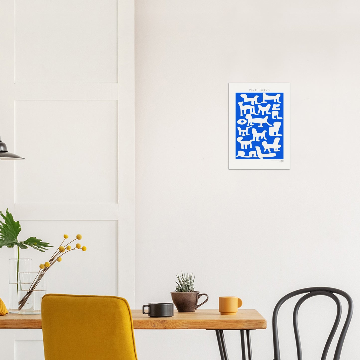 Poster in Museumsqualität - Doodlemania "weird animals on blue" - No.1 - Hunde - Katzen - Doodle Kunst - Poster mit Rahmen - doodle artwork - Acrylbild - Kunstdruck - Wandbild - office Poster - Poster with frame -  Künstler: Pixelboys & The Unknown Artist Nb.517 - keith haring - anti stress art - Art Brand - 