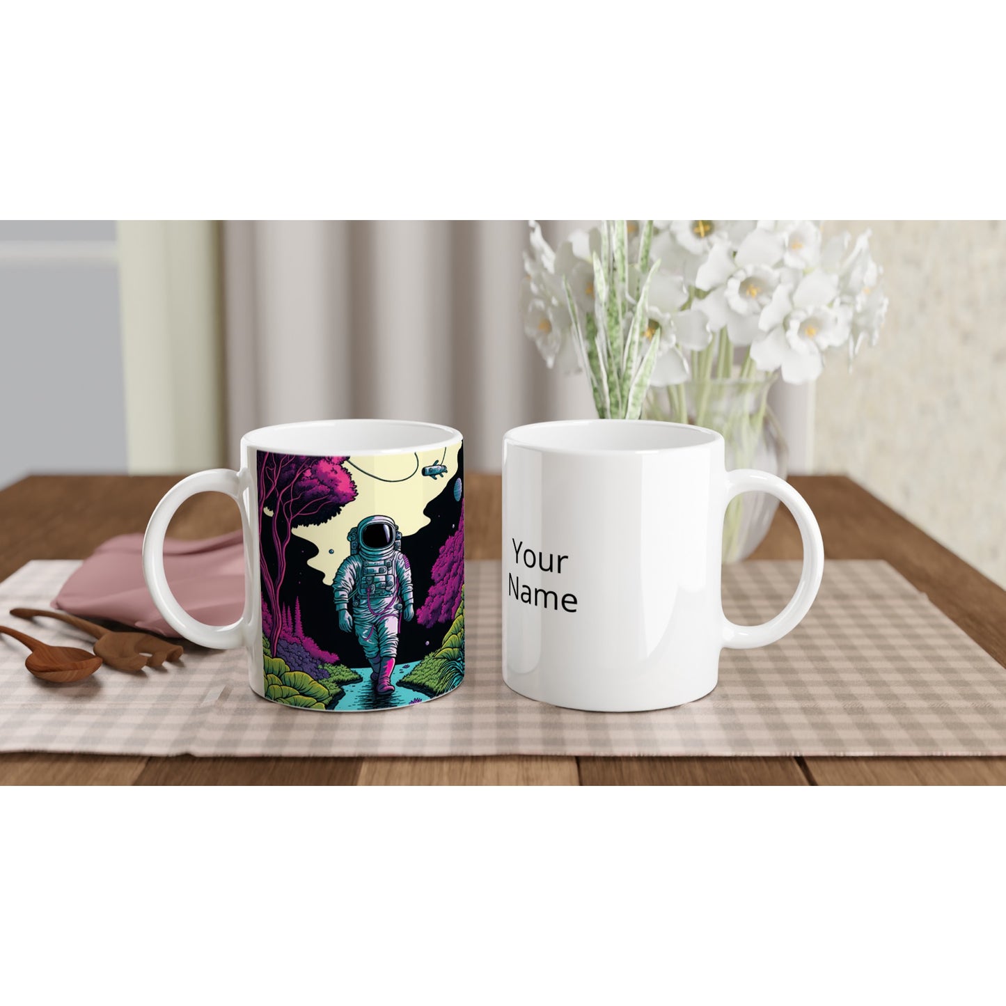 Personalisierte Tasse (bedruckt) in Museumsqualität - Wandering Astronaut - Stephen - Illustration - Astronaut - Panorama - Rocketman - Posterleisten - USA - Fineart - Posterrahmen  - Wandkunst - Holzrahmen - Poster with frame - artwork - art brand - printed cup personalized - Holzleisten - pixelboys - Kunstdrucke - wandbilder - wall art - Kunst auf Tassen  - Office Poster - Gastrotassen - Wanddekoration - Acrylkunst - Geschenkidee - Office Poster - Acryldruck - Abstrakte Kunst -