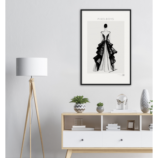 Haute Couture - Poster Set mit Rahmen aus Holz - Haute Couture - No. 6 - "Lina" - Künstler: "The Unknown Artist Nb. 517" Wandbilder - Pixelboys - Atelier - Milano - Berlin - Munich - Madrid - New York - Dubai - Paris - Tokio - Rom - Lisbon -