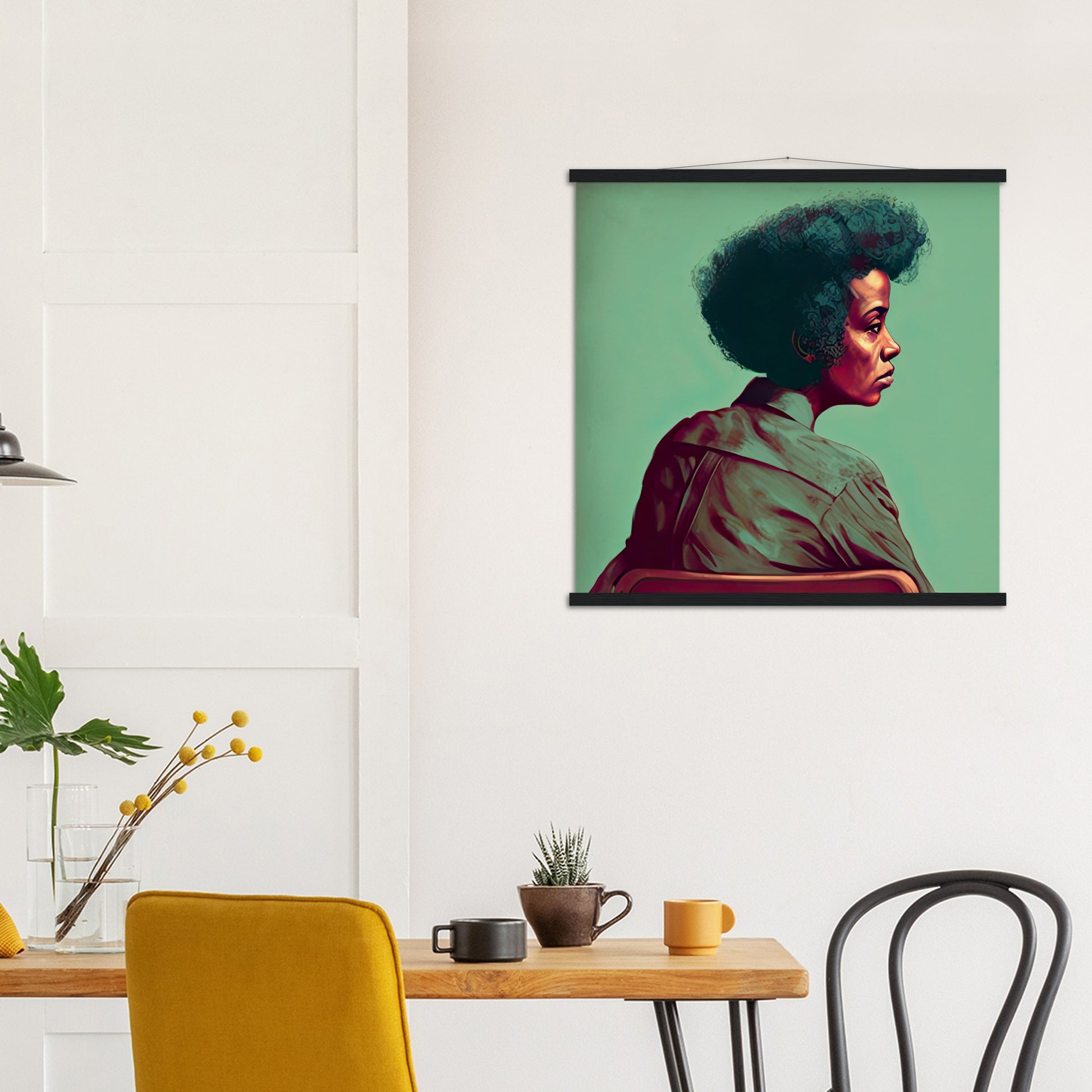 Poster mit Leisten (Holz) in Museumsqualität - Listening - The Mother - rasism - motherhood - Posterleisten - USA - Fineart - Posterrahmen  - Wandkunst - Holzrahmen - Poster with frame - people of color - artwork - art brand - printed cup personalized - Holzleisten - pixelboys - Kunstdrucke - wandbilder - wall art - Kunst auf Tassen  - Office Poster - Gastrotassen - Wanddekoration - Acrylkunst - Geschenkidee - Office Poster - Acryldruck - Abstrakte Kunst - Family Art -