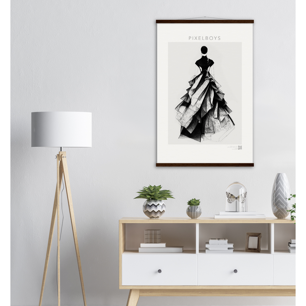 Haute Couture Poster Set mit Leisten aus Holz - Wandbild - Haute Couture - No. 5 - "Ambre" - Künstler: "The Unknown Artist Nb. 517" Wandbilder - Kunstdrucke - Pixelboys - Atelier - Milano - Berlin - Munich - Madrid - New York - Dubai - Paris - Tokio - Rom -