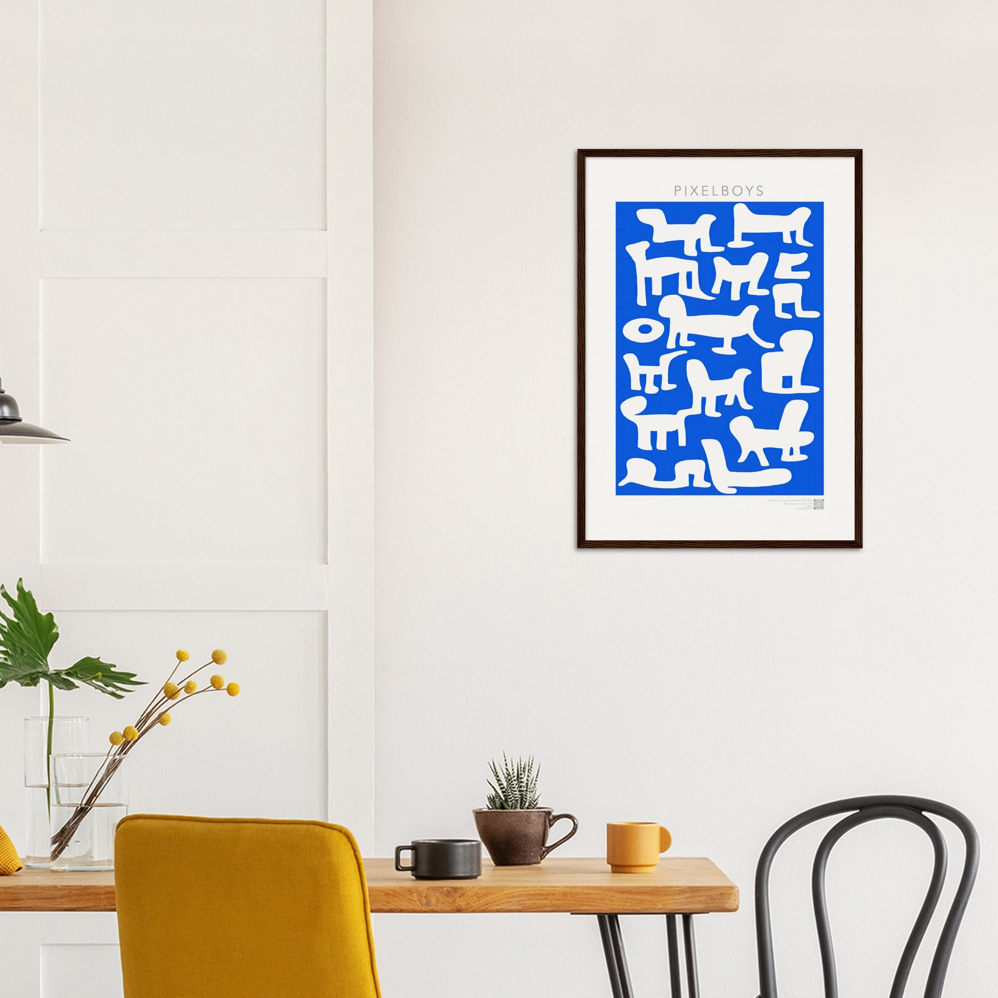 Poster mit Rahmen - in Museumsqualität - Doodlemania "weird animals on blue" - No.1 - Hunde - Katzen - Doodle Kunst - Poster mit Rahmen - doodle artwork - Acrylbild - Kunstdruck - Wandbild - office Poster - Poster with frame -  Künstler: Pixelboys & The Unknown Artist Nb.517 - keith haring - anti stress art - Art Brand - 