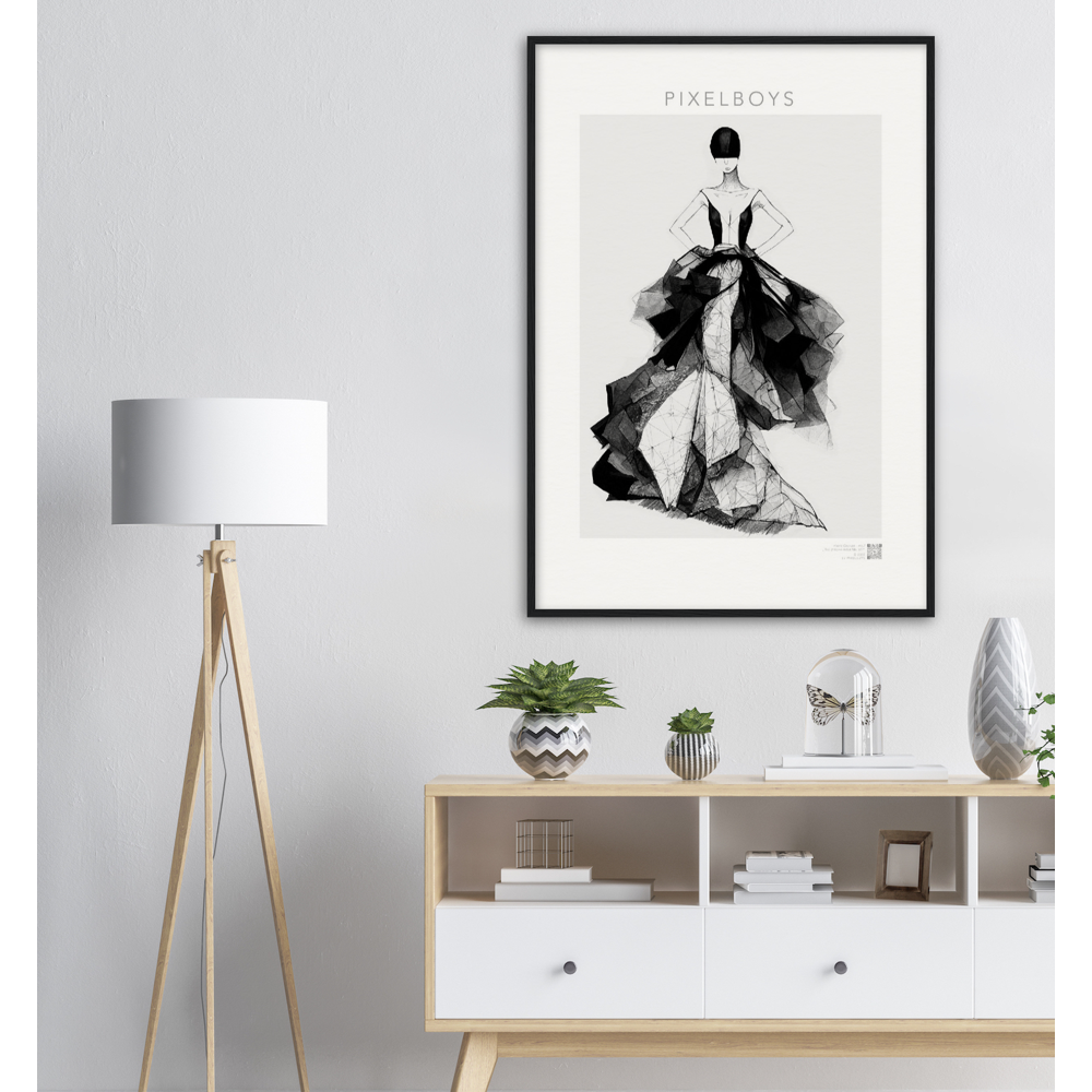 Haute Couture - Poster Set mit Rahmen aus Holz - Haute Couture - No. 7 - "Rose" - Künstler: "The Unknown Artist Nb. 517" Wandbilder - Pixelboys - Atelier - Milano - Berlin - Munich - Madrid - New York - Dubai - Paris - Tokio - Rom - Lisbon - Ottawa - Bern Switzerland -