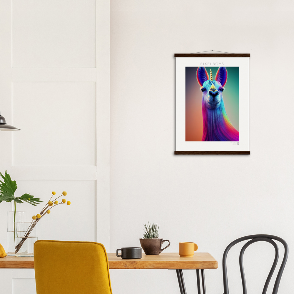 Poster mit Leisten (Holz)- Karma Lama No. 3 - "Bob" - Wandbild - Bob the Drag Queen - LGBTQI+ - Christopher Street Day - Pride Month - Lesbian - Gay - Bisexual - Transgender - Queer & Intersexual - rainbow flag - unicorn - einhorn - rainbow - regenbogen - heteronormativity - Drag Queens - Asexual - Künstler: "John Grayst" - Pixelboys - Atelier - Acryldruck - Museum - Germany - Berlin - USA - America - New York City - Los Angeles - Chicago - Houston - Phoenix - Philadelphia - Paris - Rom -