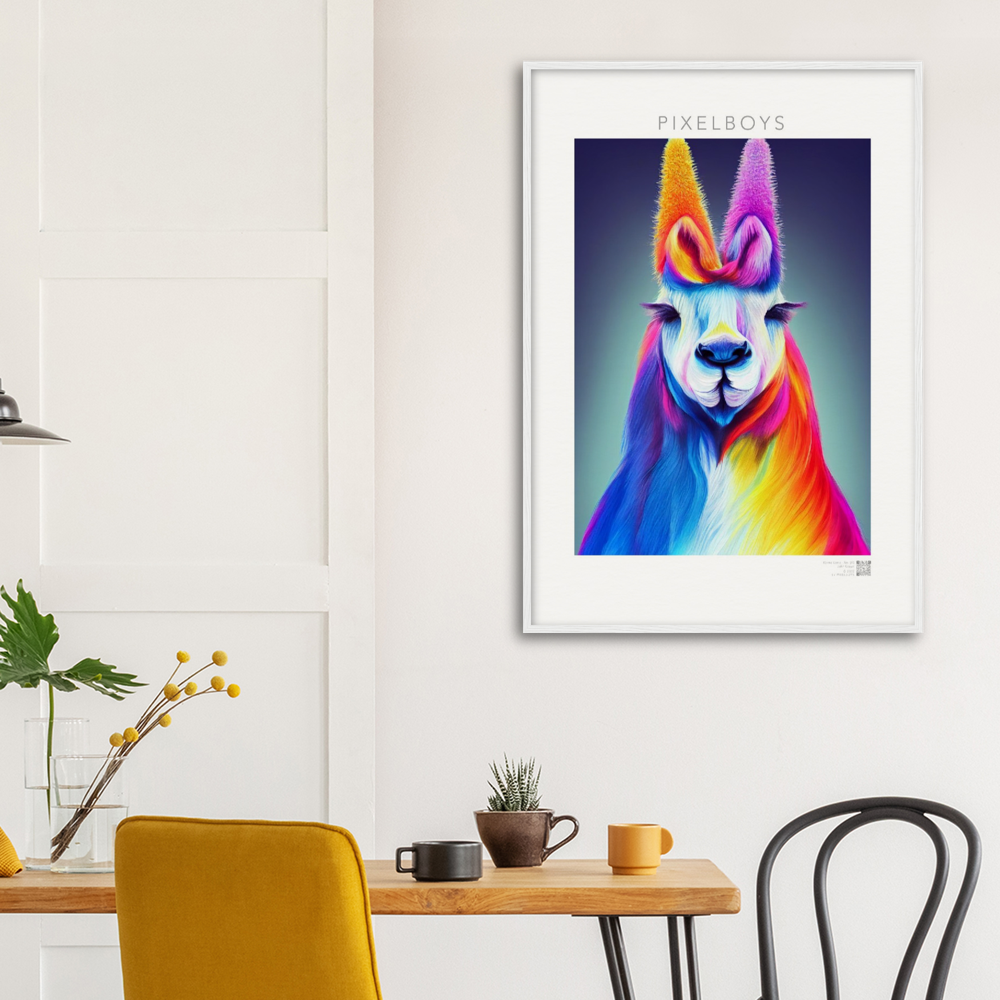 Poster mit Rahmen - Karma Lama No. 2 - "Edna" - Wandbild - Edna Erverage - LGBTQI+ - Christopher Street Day - Pride Month - Lesbian - Gay - Bisexual - Transgender - Queer & Intersexual - rainbow flag - unicorn - einhorn - rainbow - regenbogen - heteronormativity - Drag Queens - Asexual - Künstler: "John Grayst" - Pixelboys - Atelier - Wandbild - Museum - Germany - Berlin - USA - America - New York City - Los Angeles - Chicago - Houston - Phoenix - Philadelphia - Paris - Rom -