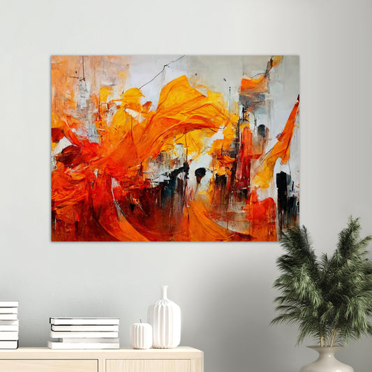 Poster in Museumsqualität - “Urban Indian Summer“ - autumn - Neu-Delhi - Kalkutta- Ölgemälde - Abstract - India Art - Posterleisten - Fineart - India City  - Wandkunst - Holzrahmen - Poster with frame - Abstract Orange - artwork - art brand - printed cup personalized - Holzleisten - pixelboys - Kunstdrucke - wandbilder - wall art - Kunst auf Tassen  - Office Poster - Gastrotassen - Wanddekoration - Fineart - Dynamic - Acrylkunst - Geschenkidee - Office Poster - Acryldruck - Abstrakte Kunst -