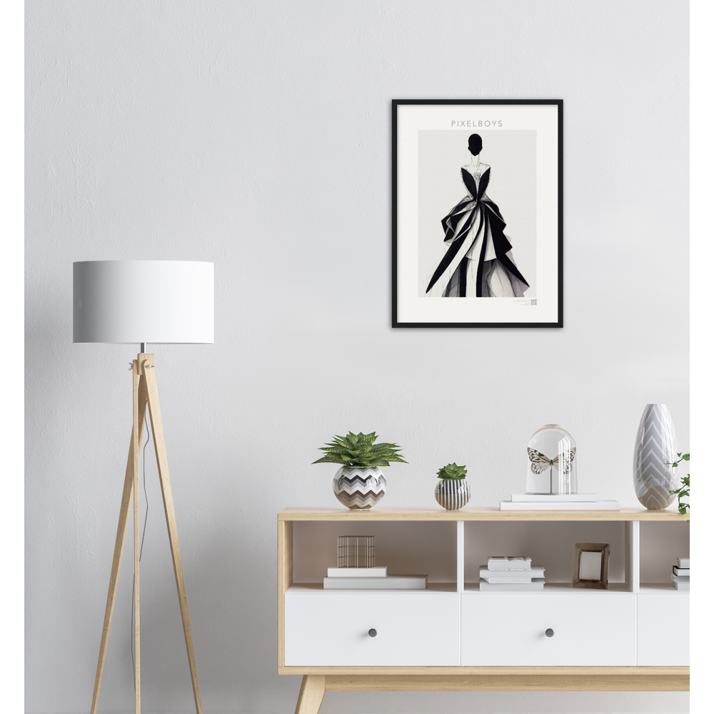 Poster Set mit Rahmen aus Holz in Museumsqualität -Haute Couture - Haute Couture - No. 2 - "Louise"- Künstler: "The Unknown Artist Nb. 517" - Pixelboys - Atelier - Paris - New York - Dubai - Milano -