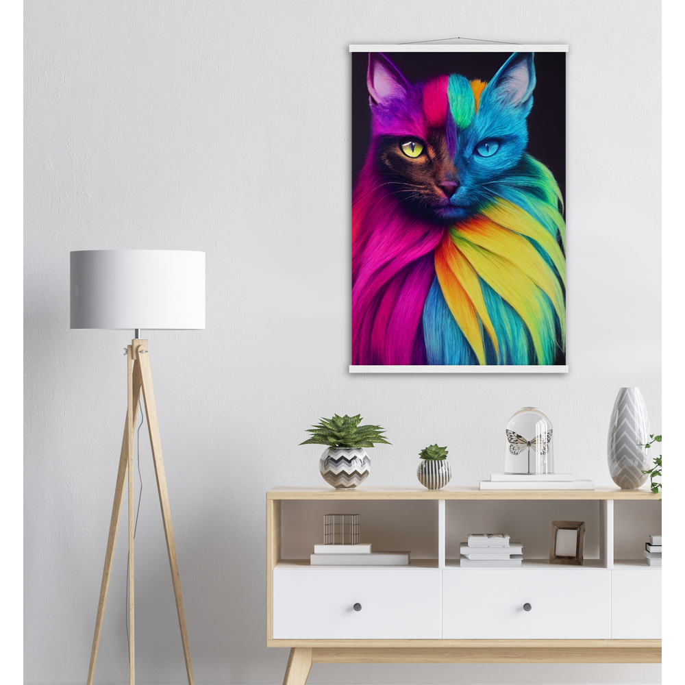 Poster mit Leisten - Mit edler Regenbogenkatze "Bella"