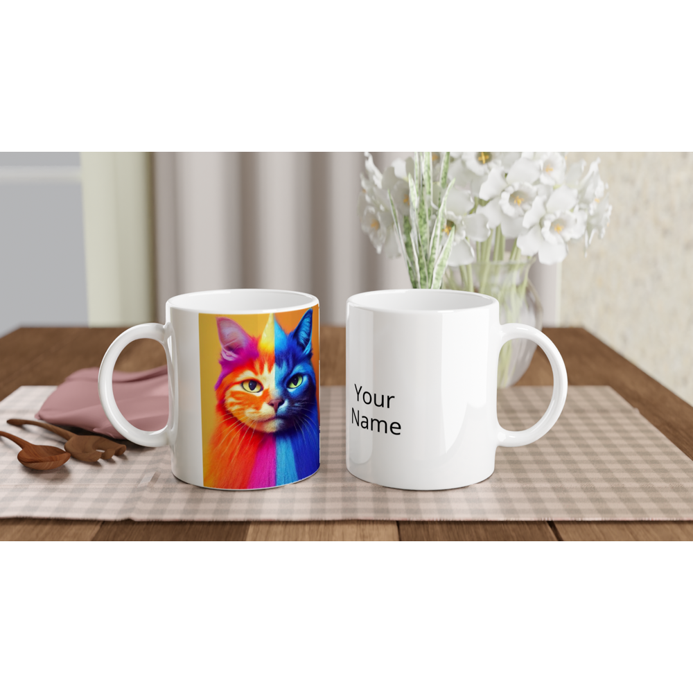 Personalisierte Tasse - Orangefarbener Stubentiger Katze "Mia"