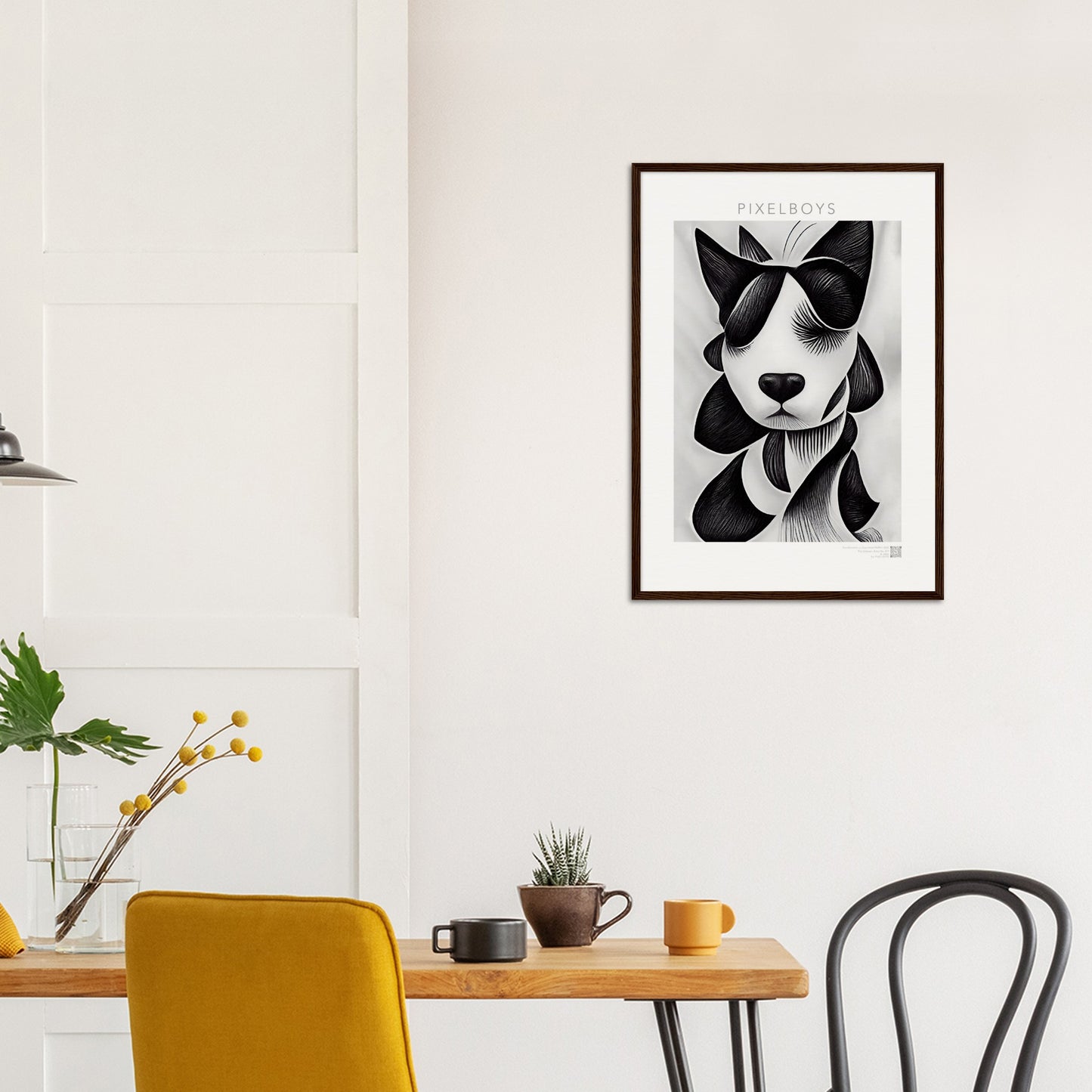 Poster mit Rahmen (Holz) - in Museumsqualität - Doodlemania "a dog named Muffin"- No.4 - Wandbild - doodle mania art collection - wall art - Hunde - Doodle Kunst - dogs- doodle posters and art prints - Poster mit Rahmen - doodle artwork - Acrylbild - Kunstdruck - Wandbild - office Poster - Poster with frame -  Künstler: Pixelboys & The Unknown Artist Nb.517 - keith haring - Gastro Art - anti stress art - Art Brand - Kunstdruck -