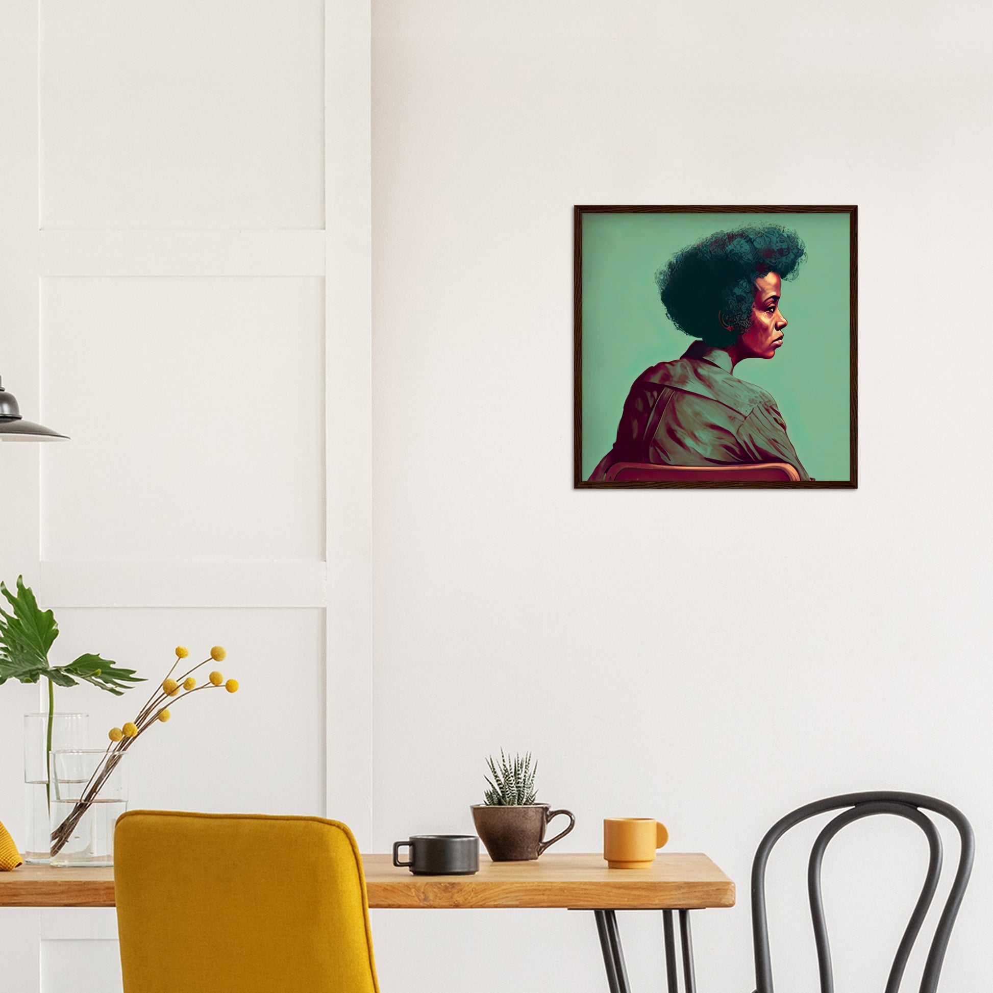 Poster mit Rahmen (Holz) in Museumsqualität - Listening - The Mother - rasism - motherhood - Posterleisten - USA - Fineart - Posterrahmen  - Wandkunst - Holzrahmen - Poster with frame - people of color - artwork - art brand - printed cup personalized - Holzleisten - pixelboys - Kunstdrucke - wandbilder - wall art - Kunst auf Tassen  - Office Poster - Gastrotassen - Wanddekoration - Acrylkunst - Geschenkidee - Office Poster - Acryldruck - Abstrakte Kunst - Family Art -