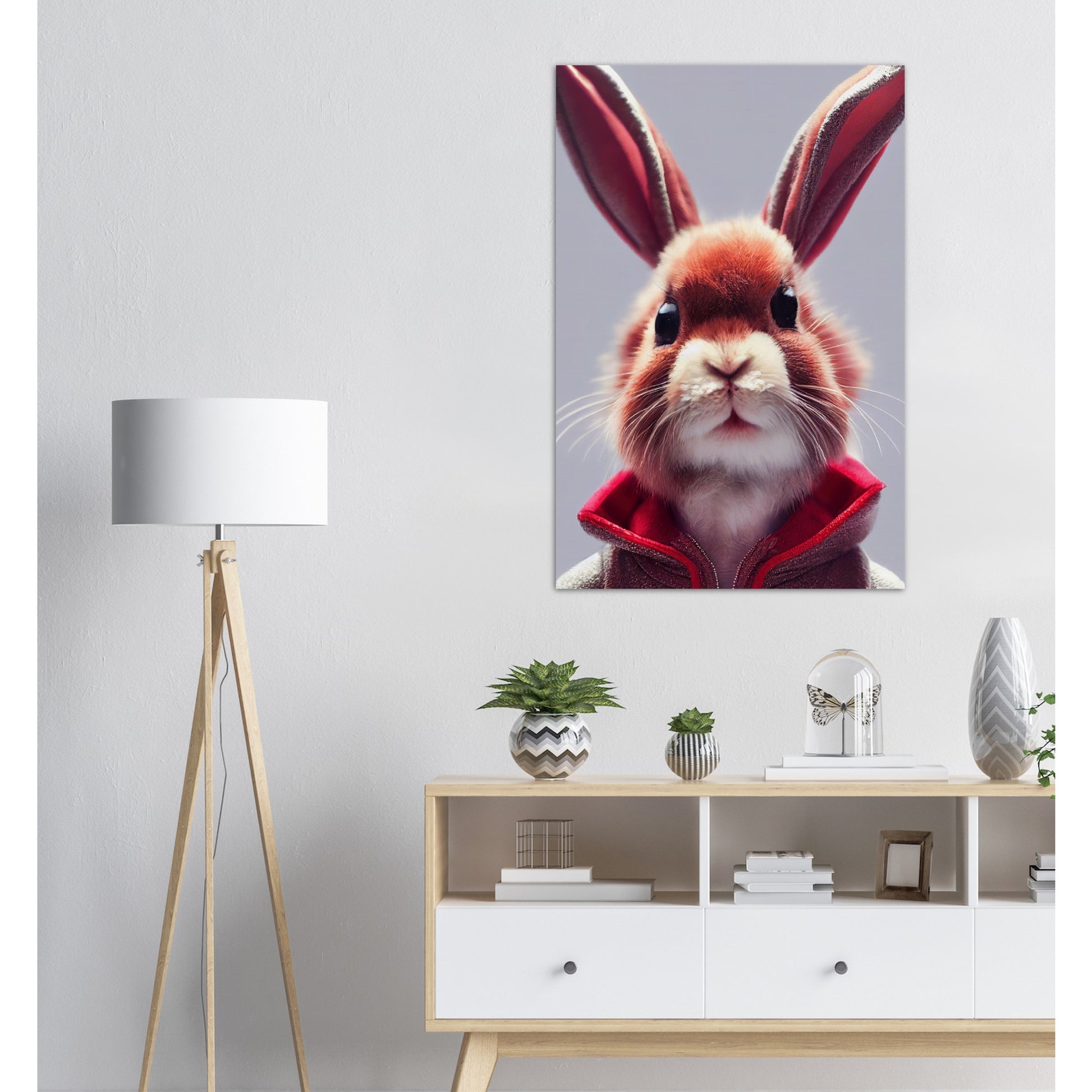 Poster in Museumsqualität - Bunny in grey red tracksuit - "Julius" - personalized mug - customized mug - Cute rabbit - Marke:- Pixelboys - Brand - Art Prints - Marke - Wandkunst - Papierstärke: 250g/qm - Wall Art - Bunny crey - Skater Betty - Hasen Gang - Original - Künstler:Pixelboys - Poster with frame - Office Poster - Trend - Wandschmuck - Atelier USA - 