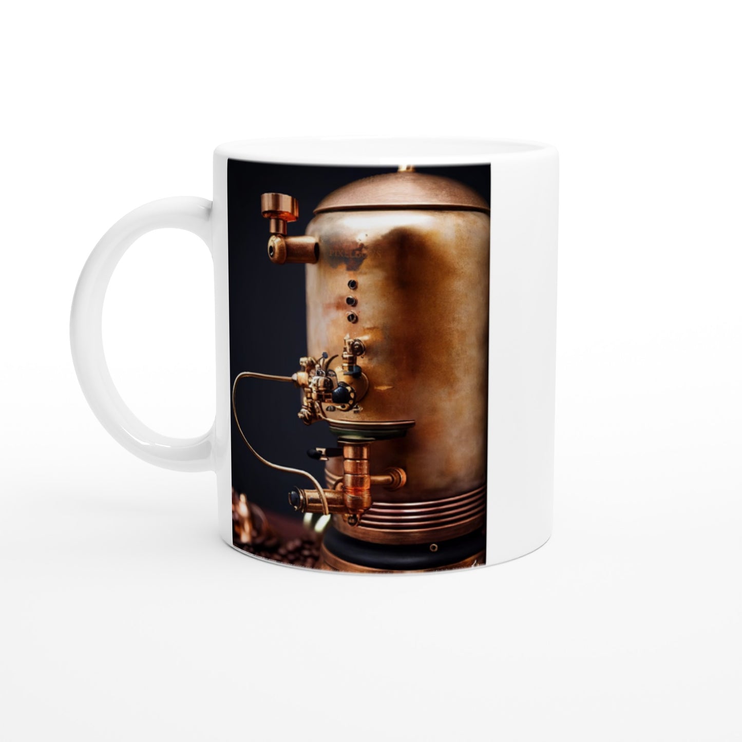 Personalisierte Tasse - Steampunk - Coffee Maker - No.5 - Collection Cup - Pixelboys - Wandbild - Kunstwerk - Hotelkunst - Kunst auf Postern - Fine Art - Steampunk - Future - Maschine - Poster with frame - Office Poster - Art Brand - Pixelboys - Coffee House - Restaurant Poster - Wall Art - Kunstdruck - Geschenkidee - Kunst auf Acrylglas - Future Coffee Cup - Personalisierbare Tasse - Gastro Tasse - exklusiv - Acryldruck - Gastronomie Poster - Hotelposter - Steam Punk Kitchen -   