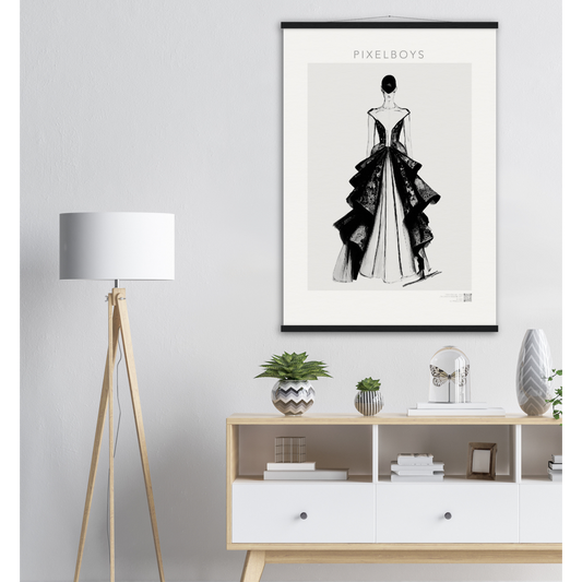 Haute Couture - Poster Set mit Leisten aus Holz - (Holz) - Haute Couture - No. 6 - "Lina" - Künstler: "The Unknown Artist Nb. 517" Wandbilder - Pixelboys - Atelier - Milano - Berlin - Munich - Madrid - New York - Dubai - Paris - Tokio - Rom - Lisbon - Ottawa -