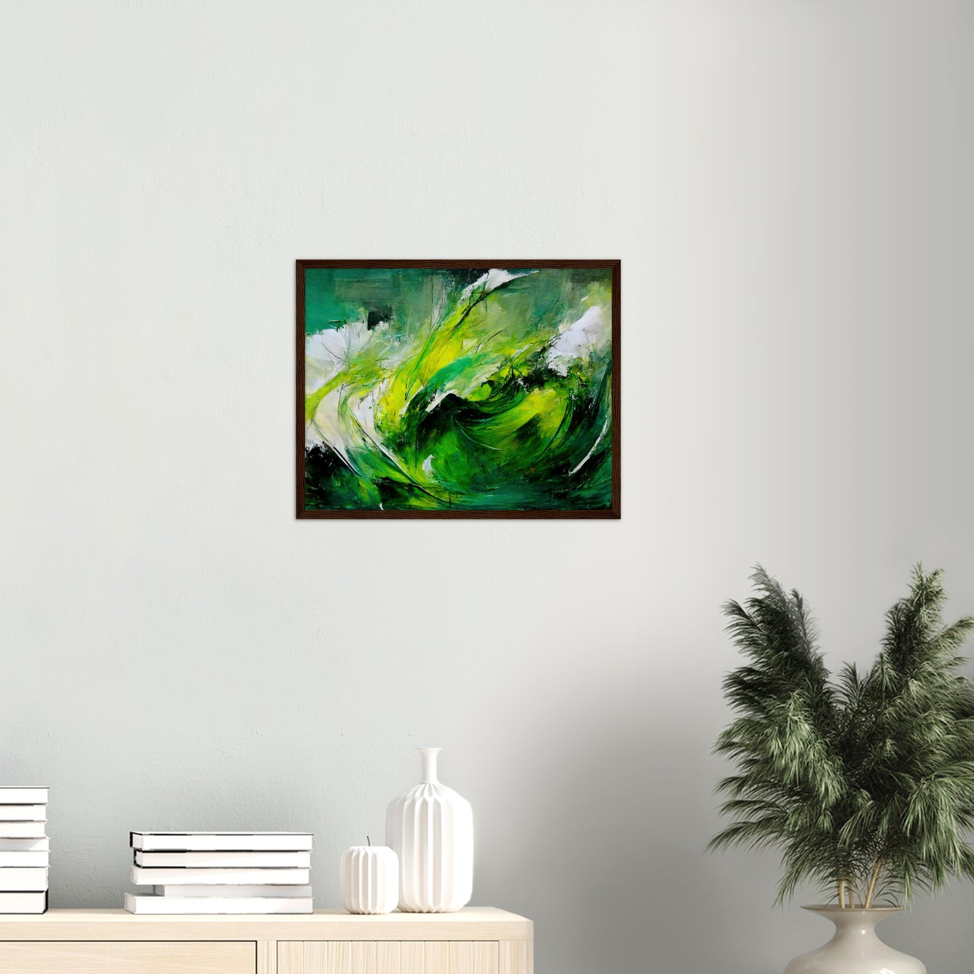 Poster mit Rahmen (Holz) in Museumsqualität - Green Storm - Ölgemälde - Grüner Sturm - Abstract - Klima - Planet - Fineart - Green Sea - Wandkunst - Holzrahmen - Poster with frame - Abstract Green Kollektion - artwork - art brand - printed cup personalized - pixelboys - Kunstdrucke - wandbilder - wall art - Kunst auf Tassen - vintage art - Office Poster - Gastrotassen - Wanddekoration - Fineart  - Colorfull - Dynamic - Geschenkidee - Acrylkunst - Geschenkidee - Office Poster - Acryldruck - Abstrakte Kunst -