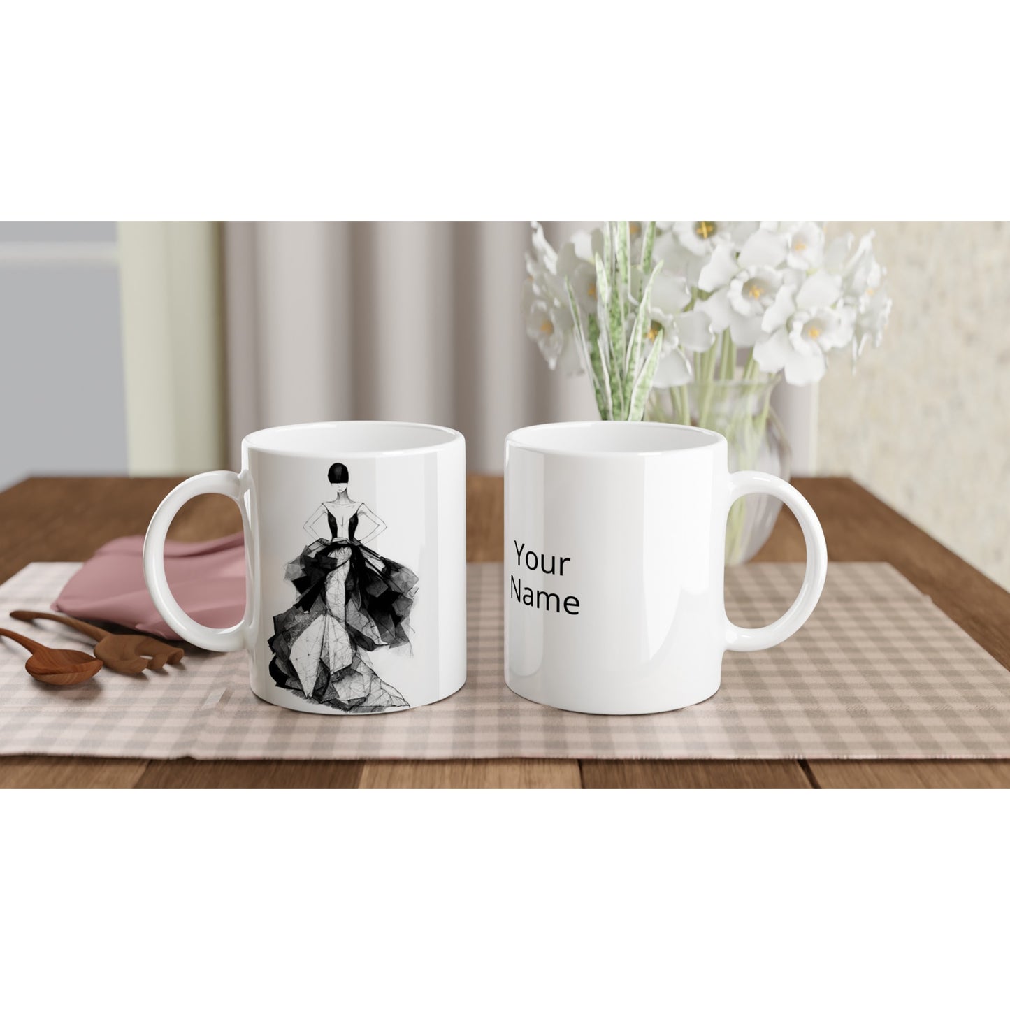 Personalisierte Tasse  - Haute Couture - No. 7 - "Rose" - Künstler: "The Unknown Artist Nb. 517" - Fine art - Bedruckte Tasse - Kunst auf Tassen - Kunstdruck - Office Poster - Wall Art - Wandkunst - Wandbild - Pixelboys - Fine Art - Frankreich - Paris