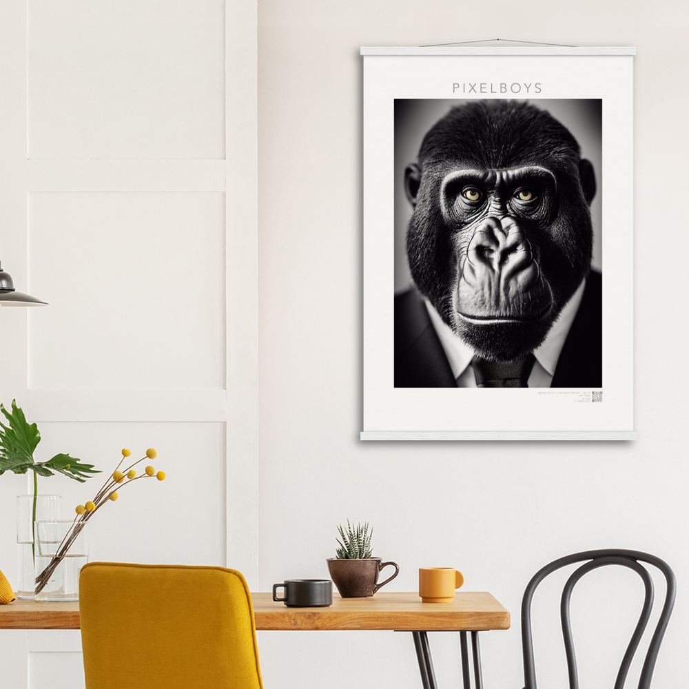 Poster mit Leisten (Holz) - Business Animals No. 1 "Albert" - Künstler: "John Grayst" Kunstdruck - Wandbild - Pixelboys - Atelier - Milano - Berlin - Munich - Madrid - New York - Dubai - Paris - Tokio - Rom - Lisbon - Ottawa - Bern Switzerland - Amsterdam - Seoul - Vancouver -