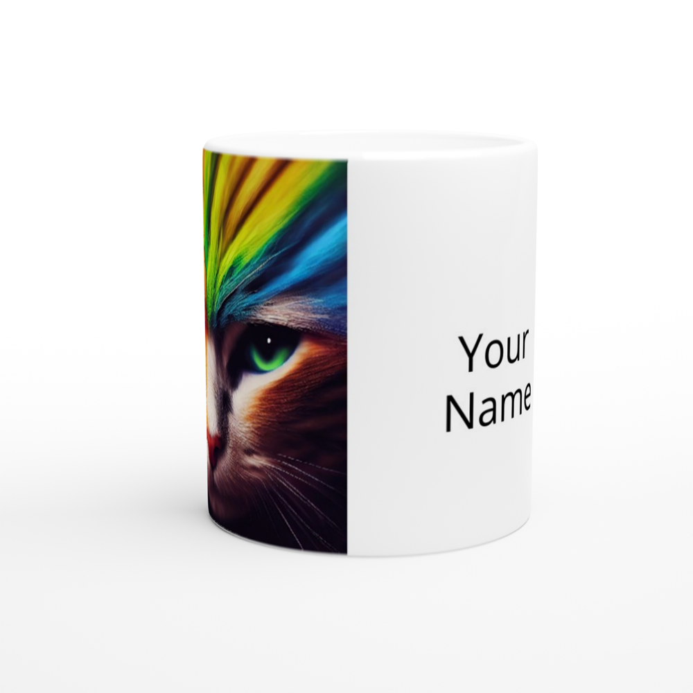 Personalisierte Tasse - Die bunte Katzen Löwin "Nala" - Personalisierte Tasse mit Katzen Motiv 