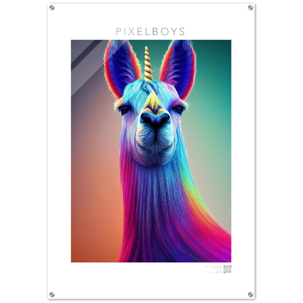 Acylbild - Karma Lama No. 3 - "Bob" - Acryldruck - Bob the Drag Queen - LGBTQI+ - Christopher Street Day - Pride Month - Lesbian - Gay - Bisexual - Transgender - Queer & Intersexual - rainbow flag - unicorn - einhorn - rainbow - regenbogen - heteronormativity - Drag Queens - Asexual - Künstler: "John Grayst" - Pixelboys - Atelier - Acryldruck - Museum - Germany - Berlin - USA - America - New York City - Los Angeles - Chicago - Houston - Phoenix - Philadelphia - Paris - Rom -